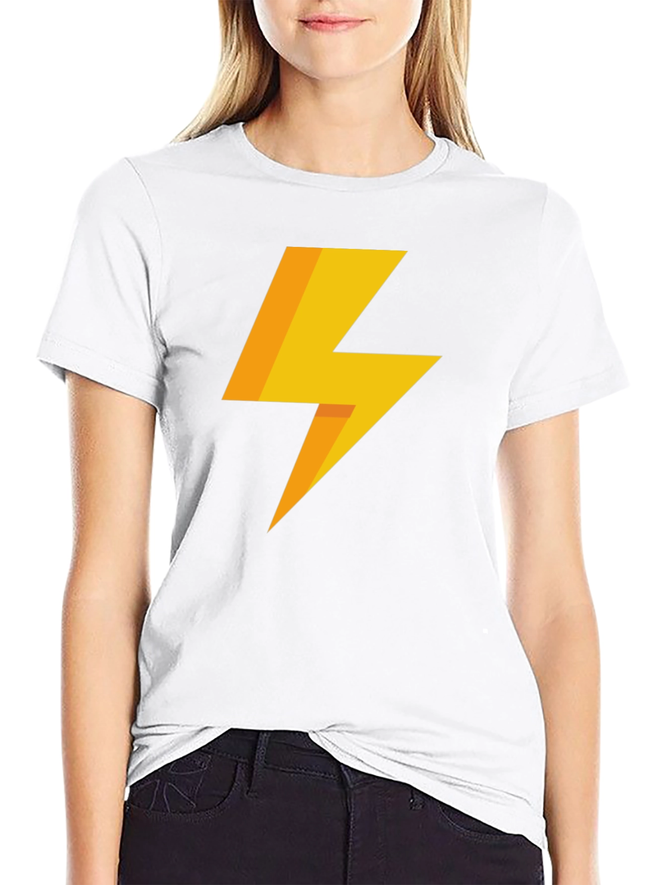 Lightning Bolt Graphic Tee - Black Cotton T-Shirt