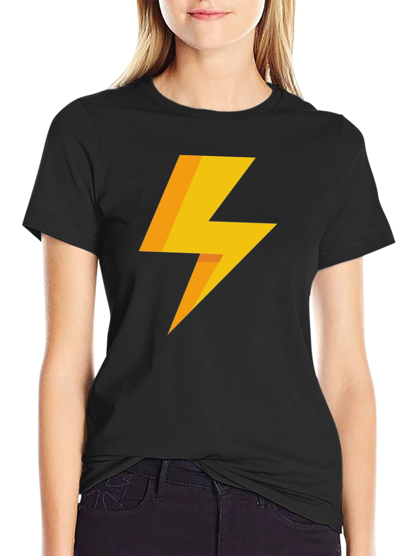 Lightning Bolt Graphic Tee - Black Cotton T-Shirt