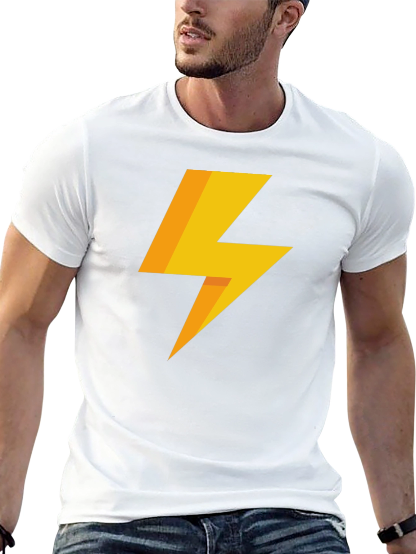 Lightning Bolt Graphic Tee - Black Cotton T-Shirt