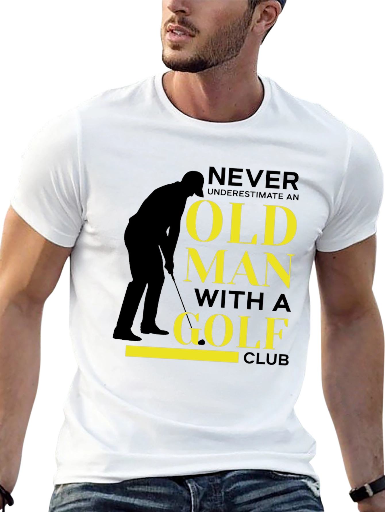 Never Underestimate Old Man Golf Club T-Shirt