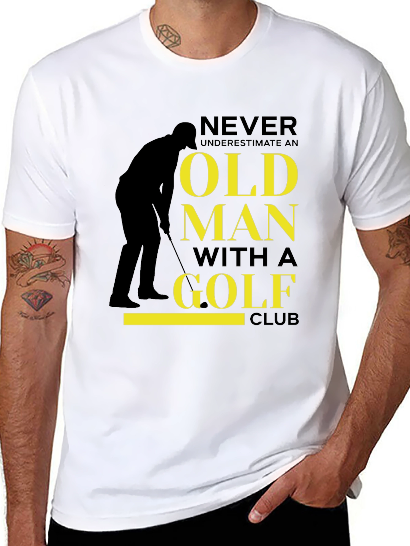 Never Underestimate Old Man Golf Club T-Shirt
