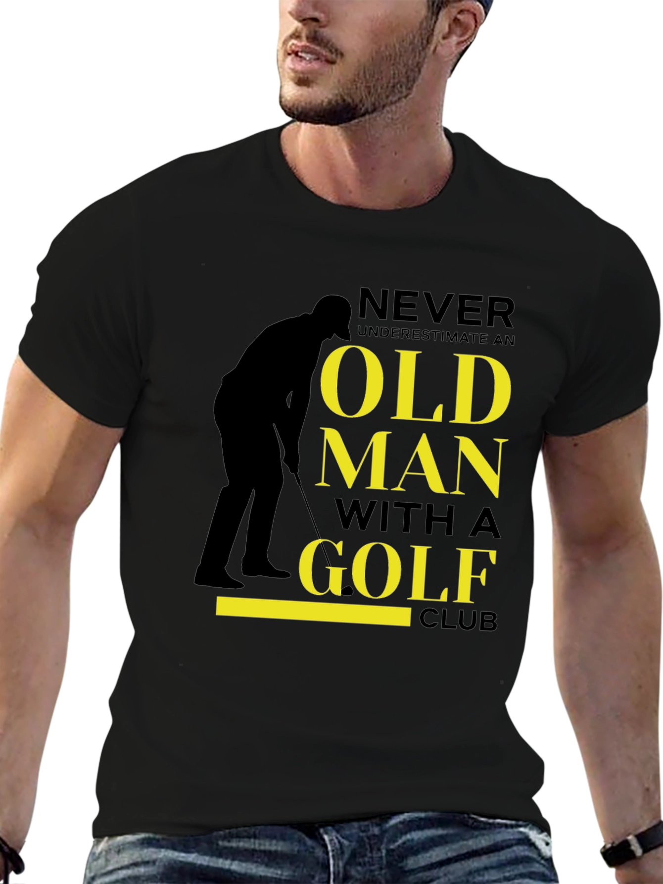Never Underestimate Old Man Golf Club T-Shirt