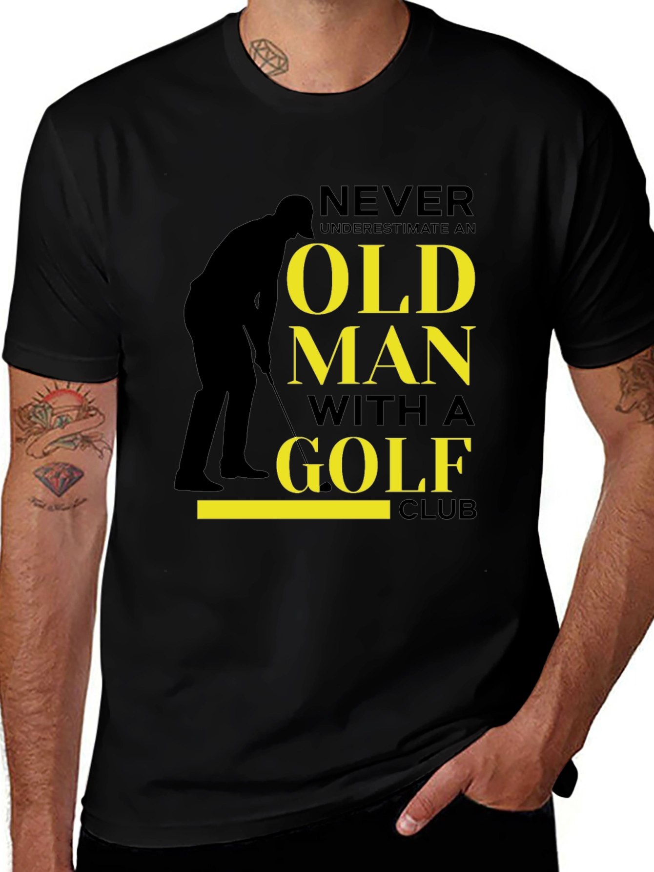 Never Underestimate Old Man Golf Club T-Shirt