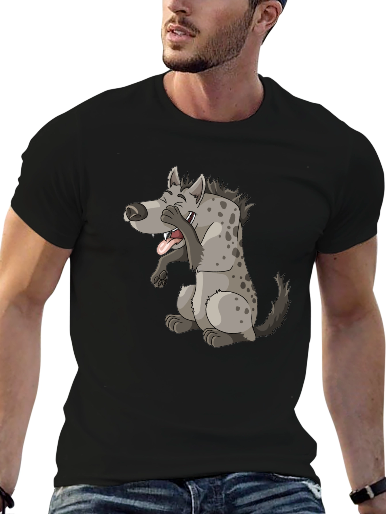Laughing Hyena Graphic Tee - Black Cotton Blend