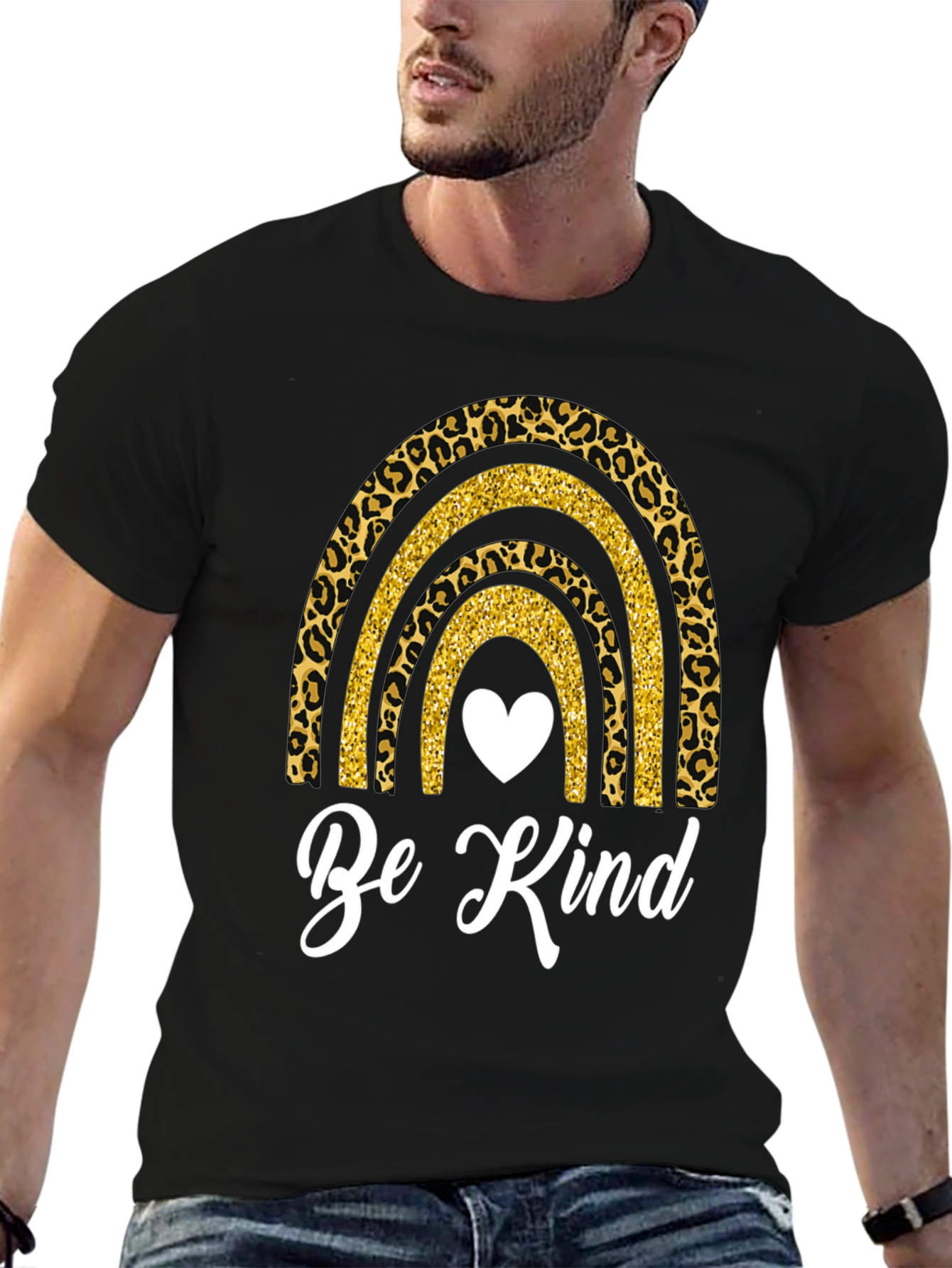 Be Kind Rainbow Leopard Print T-Shirt
