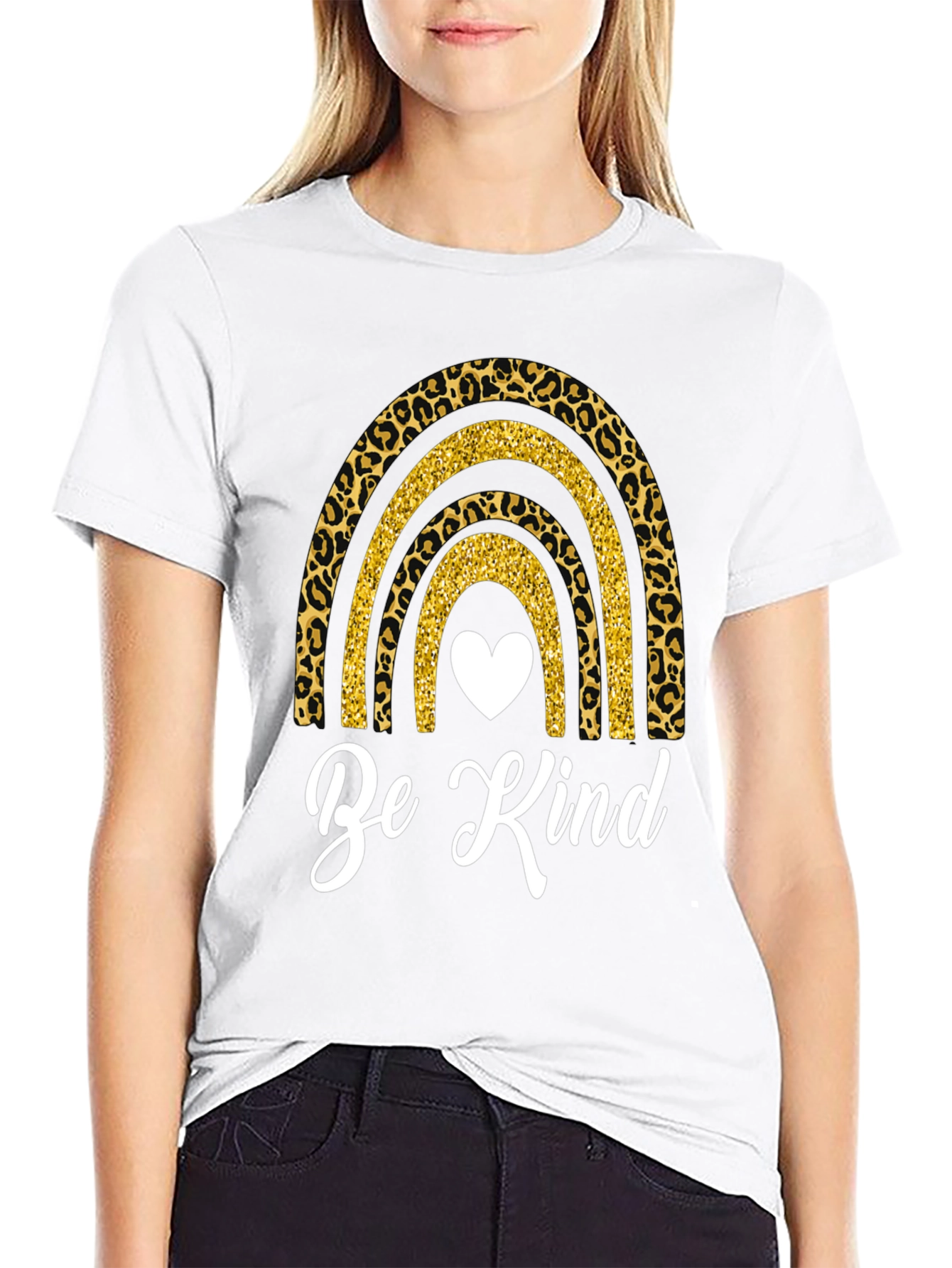Be Kind Rainbow Leopard Print T-Shirt