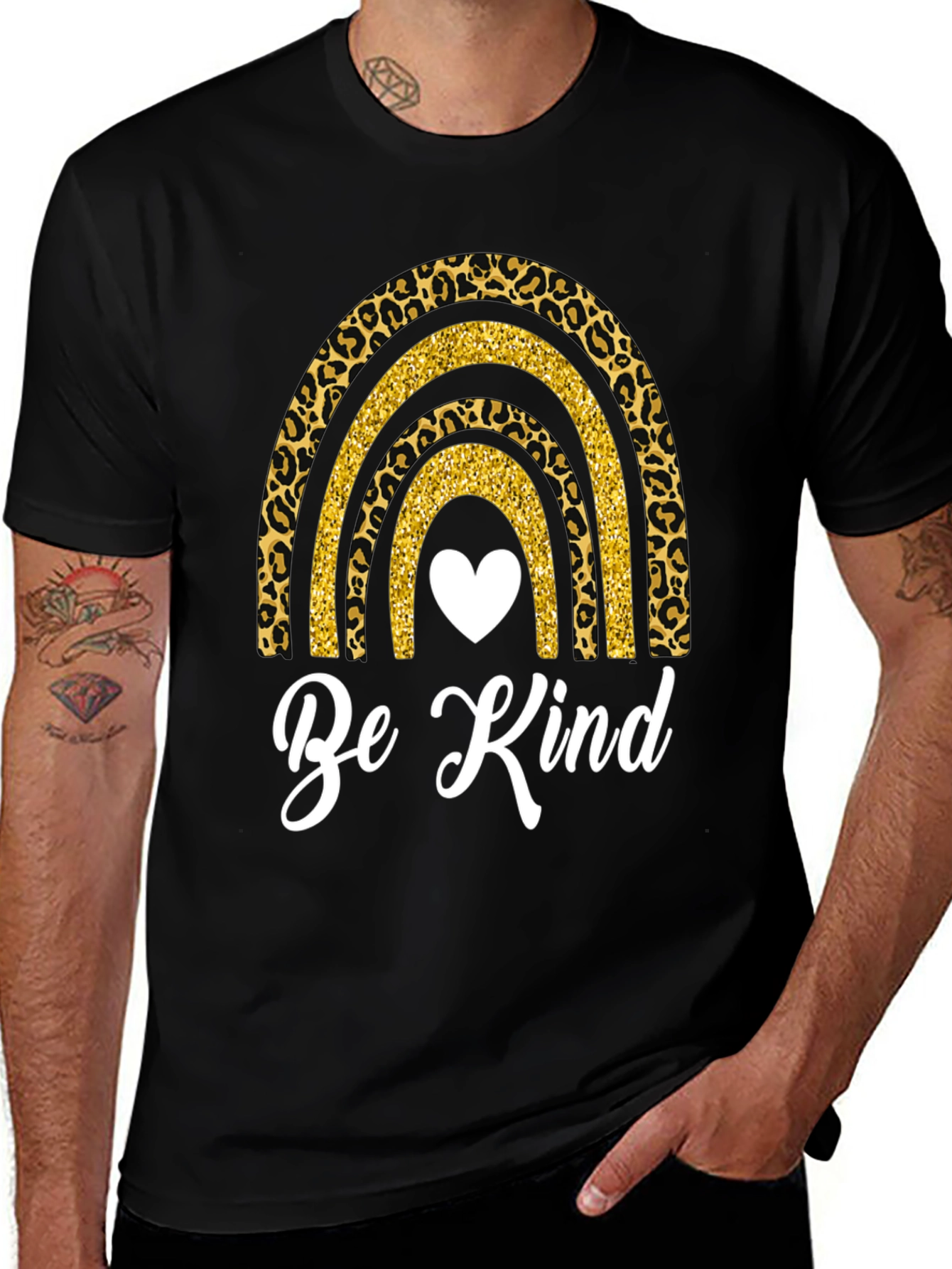 Be Kind Rainbow Leopard Print T-Shirt