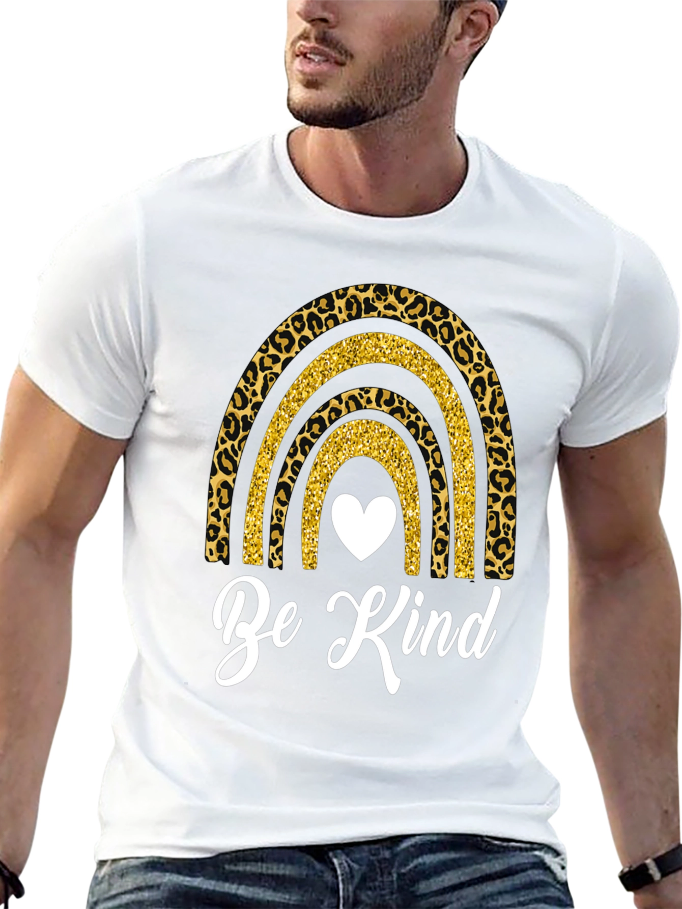 Be Kind Rainbow Leopard Print T-Shirt