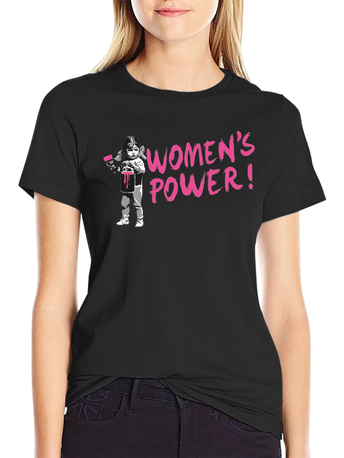 Womens Power Black Graphic Tee