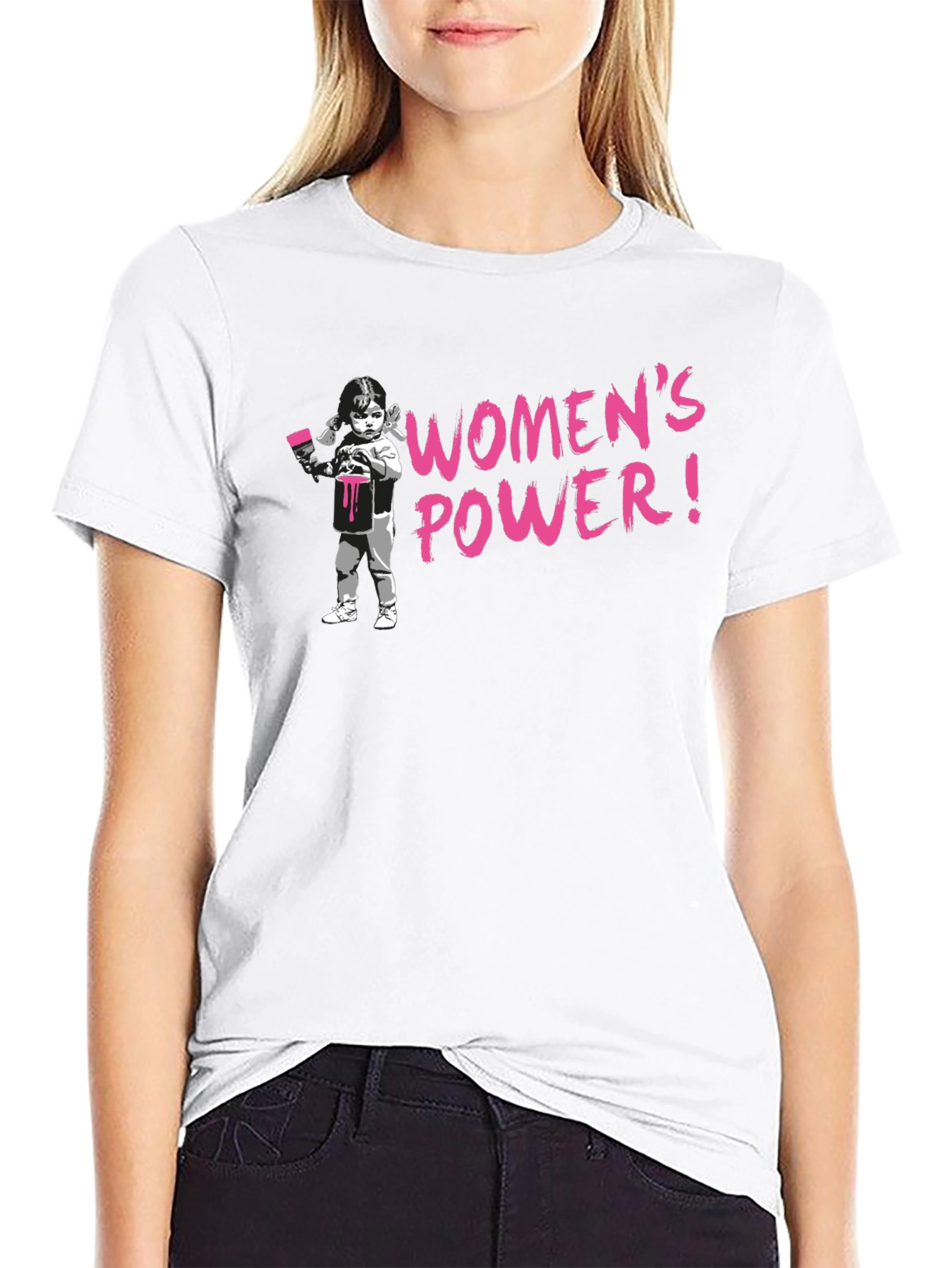 Womens Power Black Graphic Tee