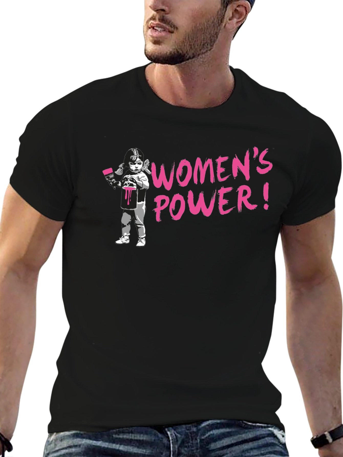 Womens Power Black Graphic Tee