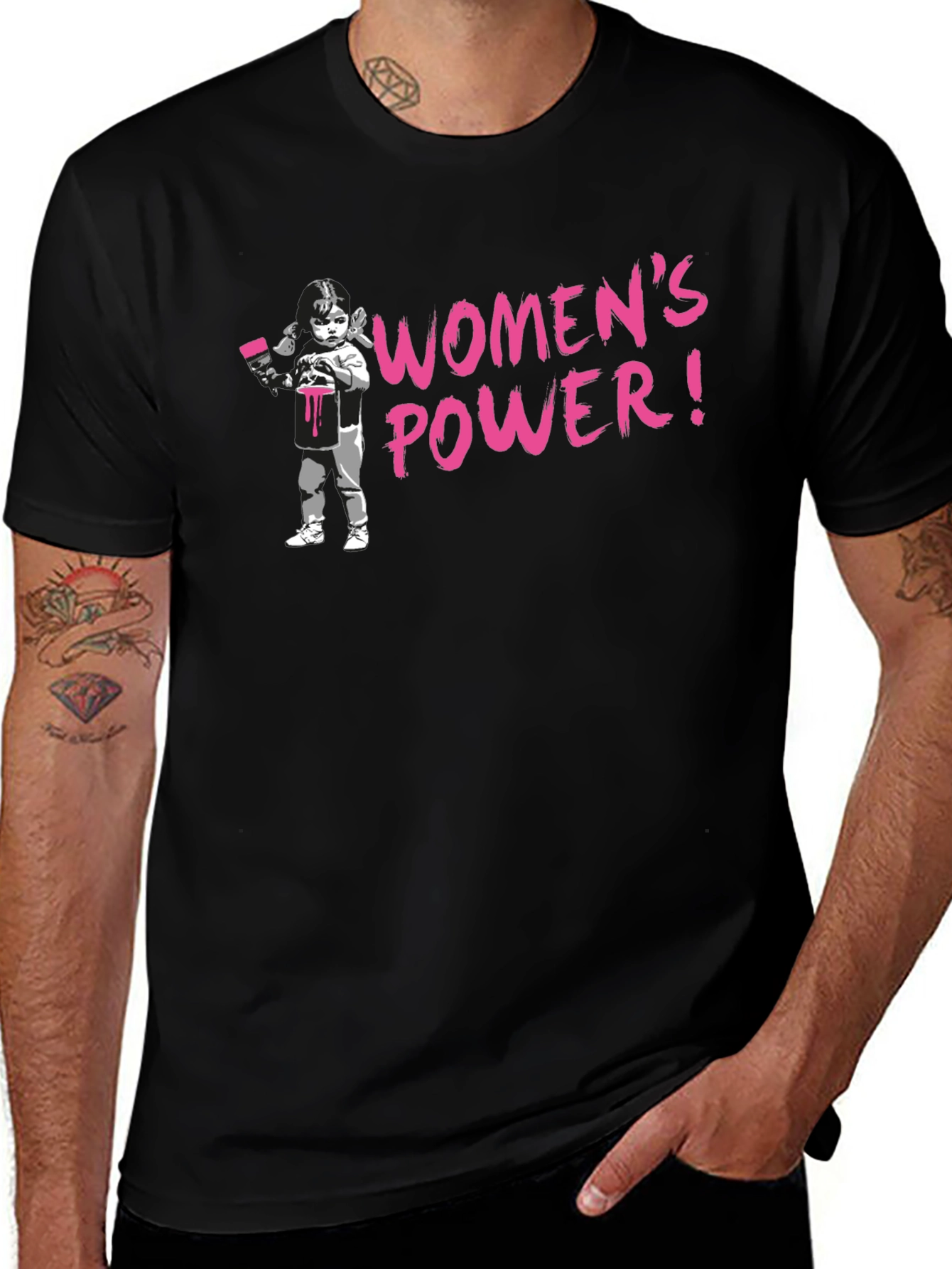 Womens Power Black Graphic Tee