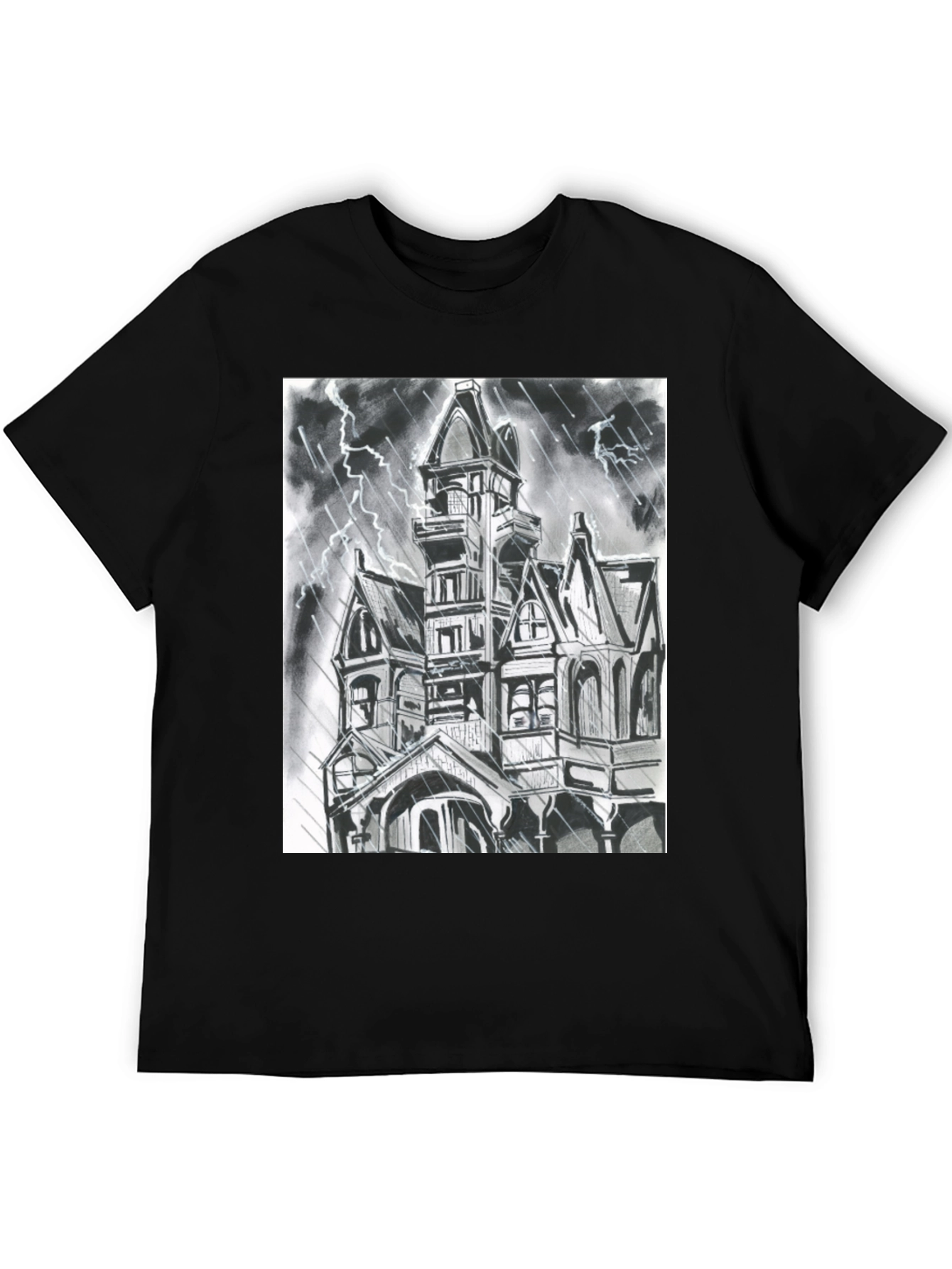 Haunted House Graphic Tee - Spooky Season Shirt