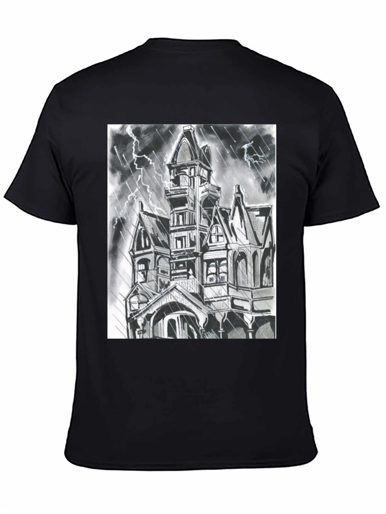 Haunted House Graphic Tee - Spooky Season Shirt
