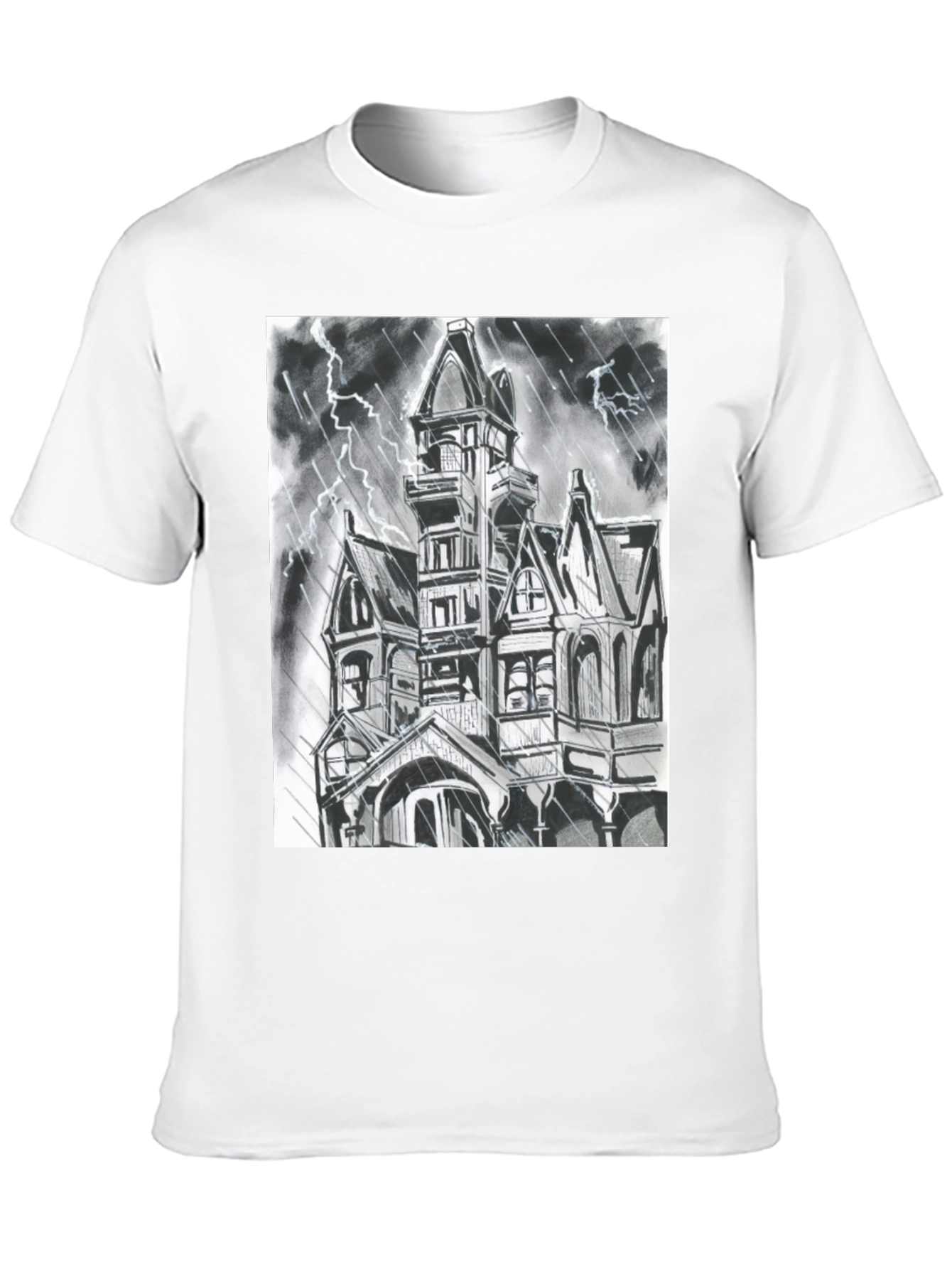 Haunted House Graphic Tee - Spooky Season Shirt