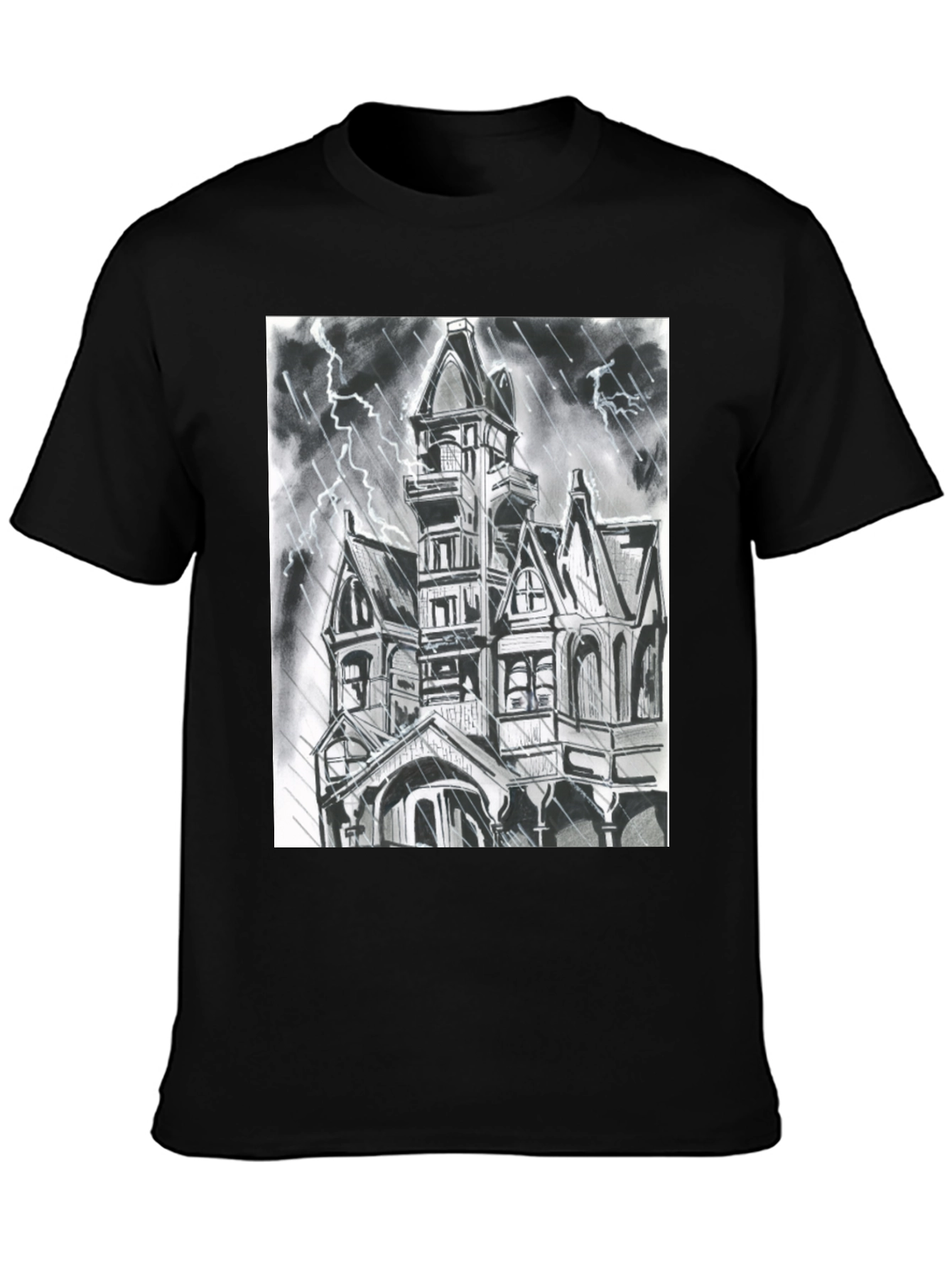 Haunted House Graphic Tee - Spooky Season Shirt