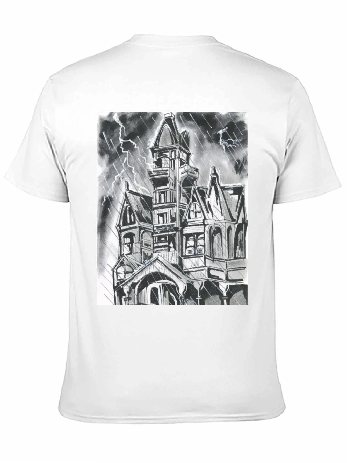 Haunted House Graphic Tee - Spooky Season Shirt