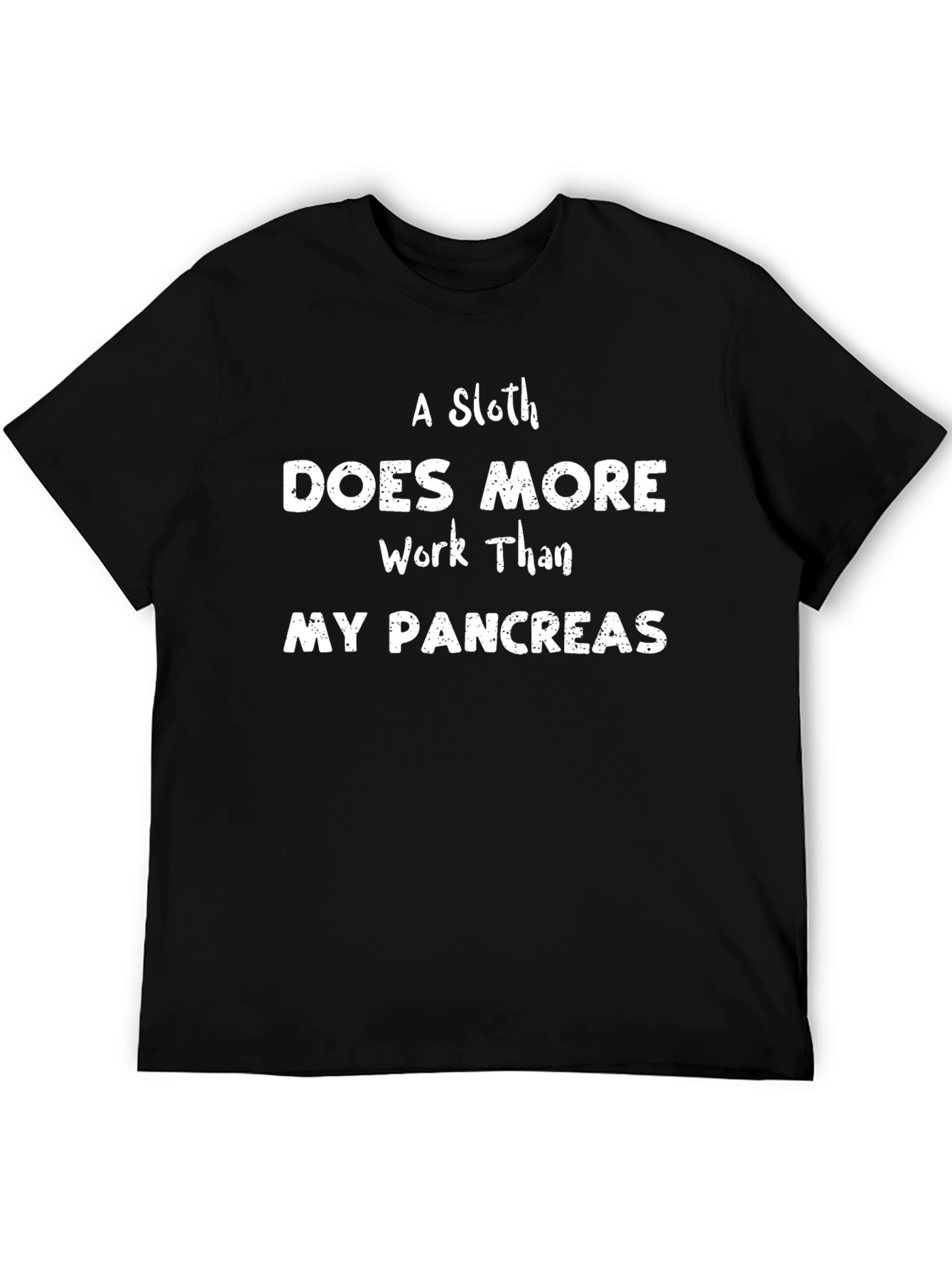 Sloth vs Pancreas Black T-Shirt Funny Graphic Tee