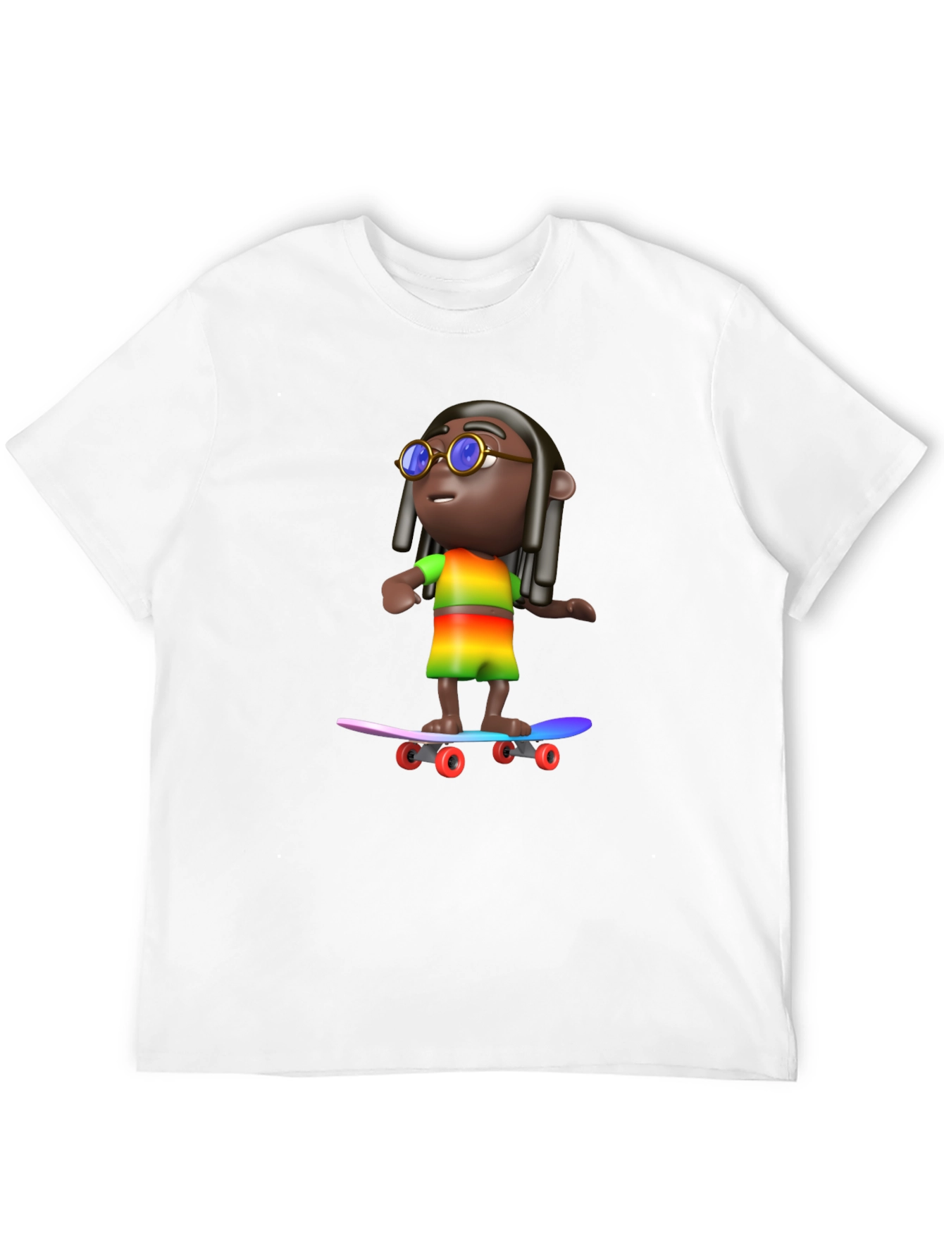 Cool 3D Cartoon Character On Skateboard Graphic Tee