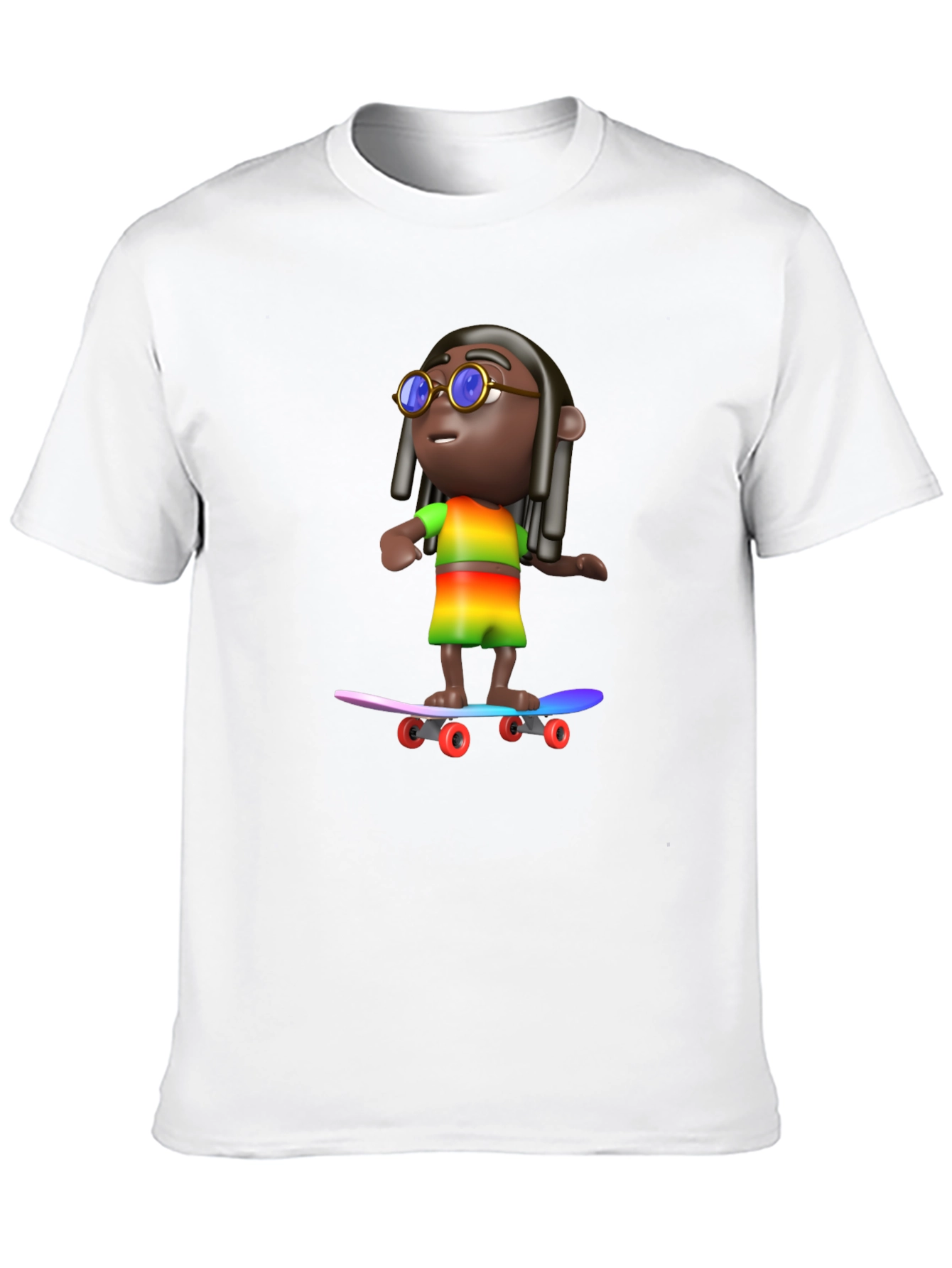 Cool 3D Cartoon Character On Skateboard Graphic Tee