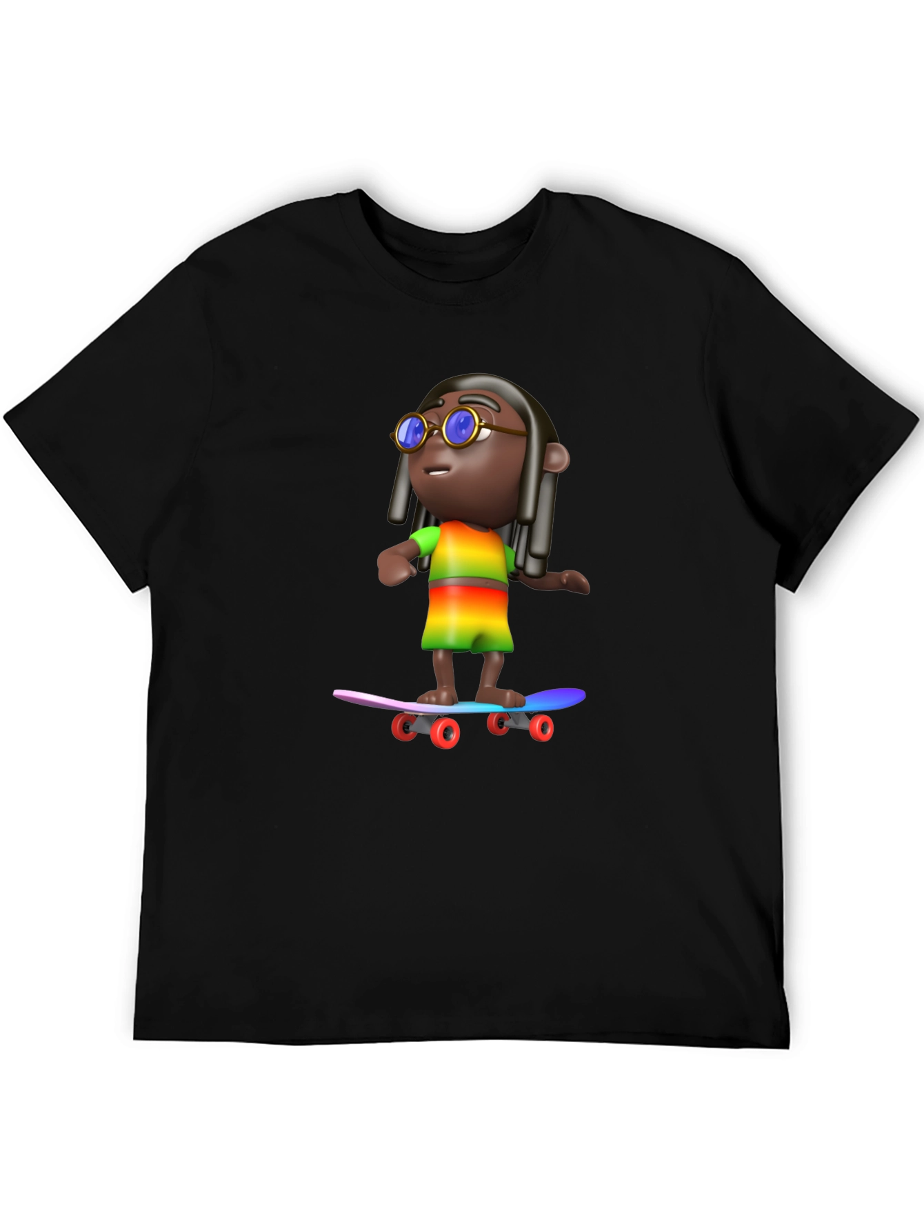 Cool 3D Cartoon Character On Skateboard Graphic Tee