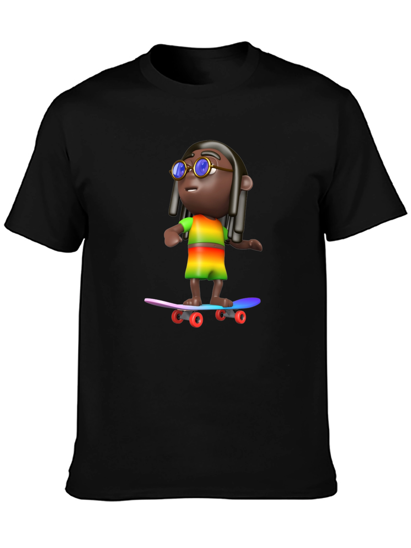 Cool 3D Cartoon Character On Skateboard Graphic Tee