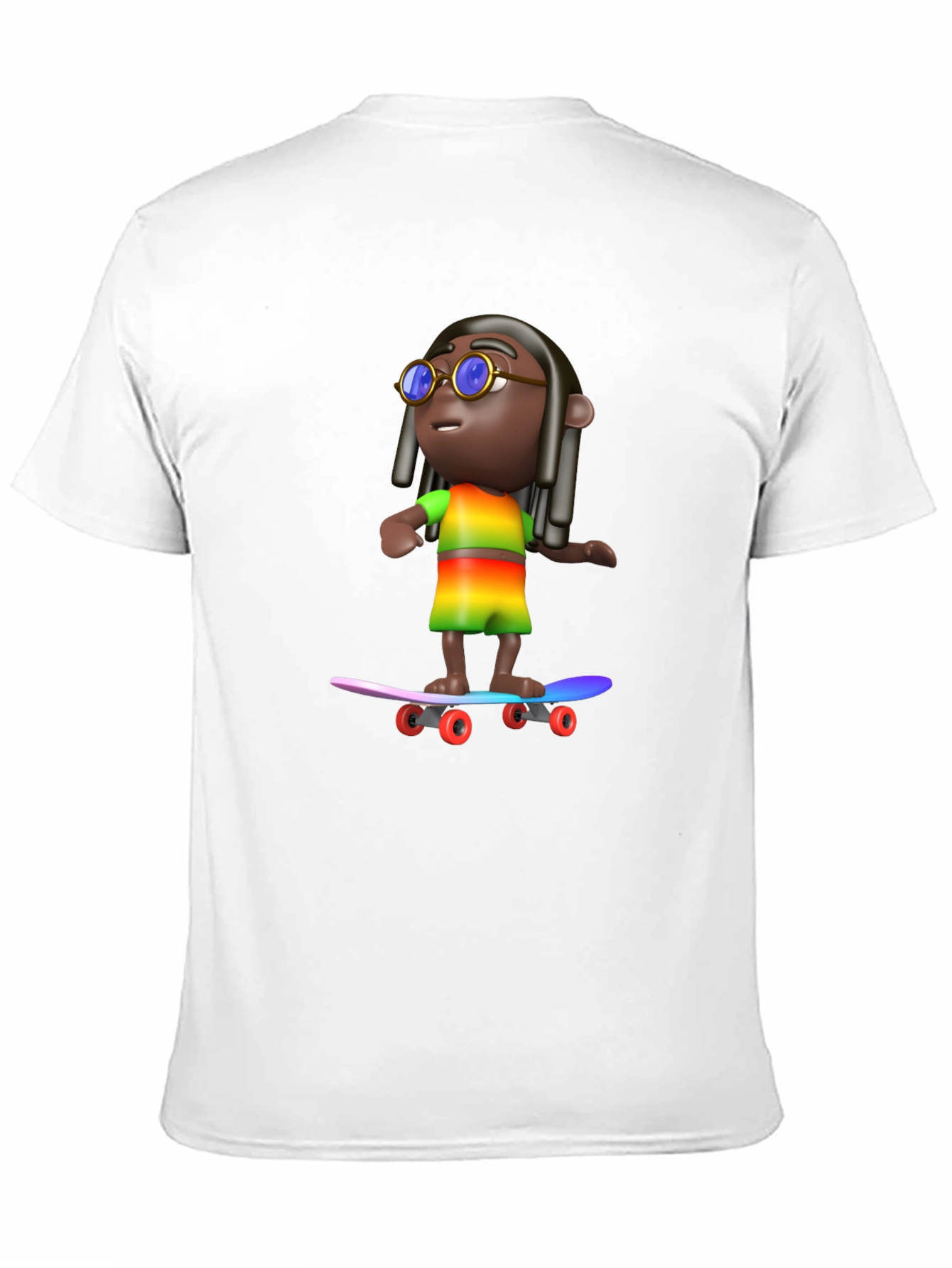 Cool 3D Cartoon Character On Skateboard Graphic Tee