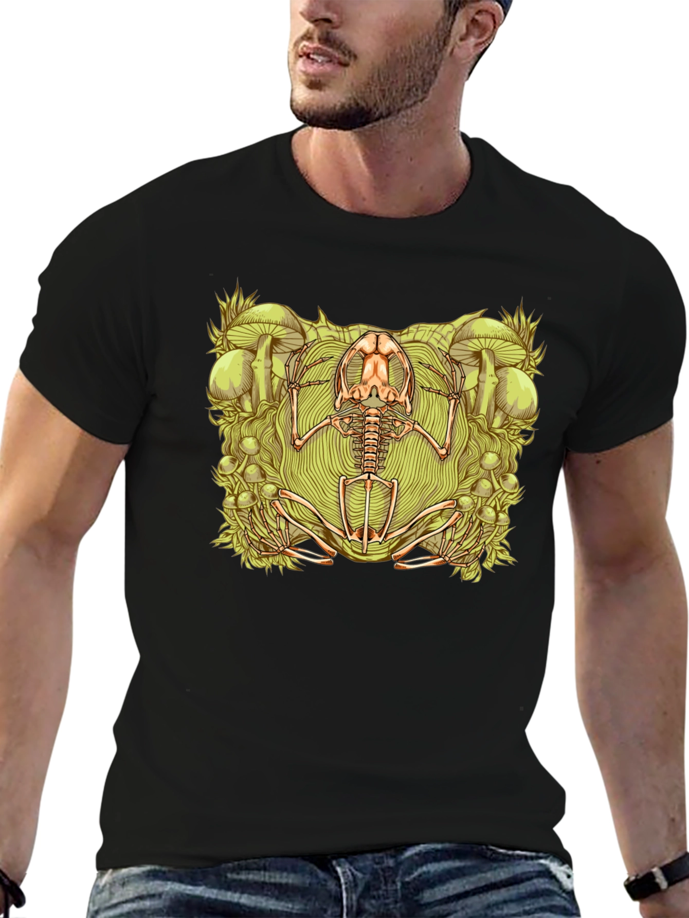 Frog Skeleton Graphic Tee - Unique Design