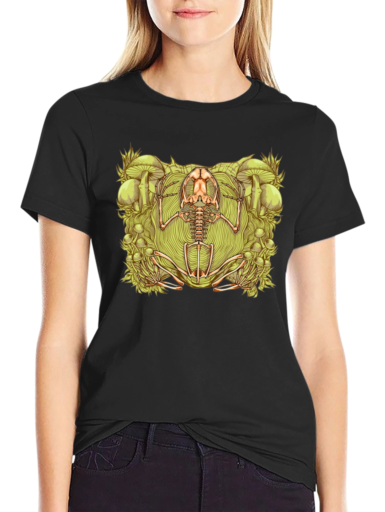 Frog Skeleton Graphic Tee - Unique Design