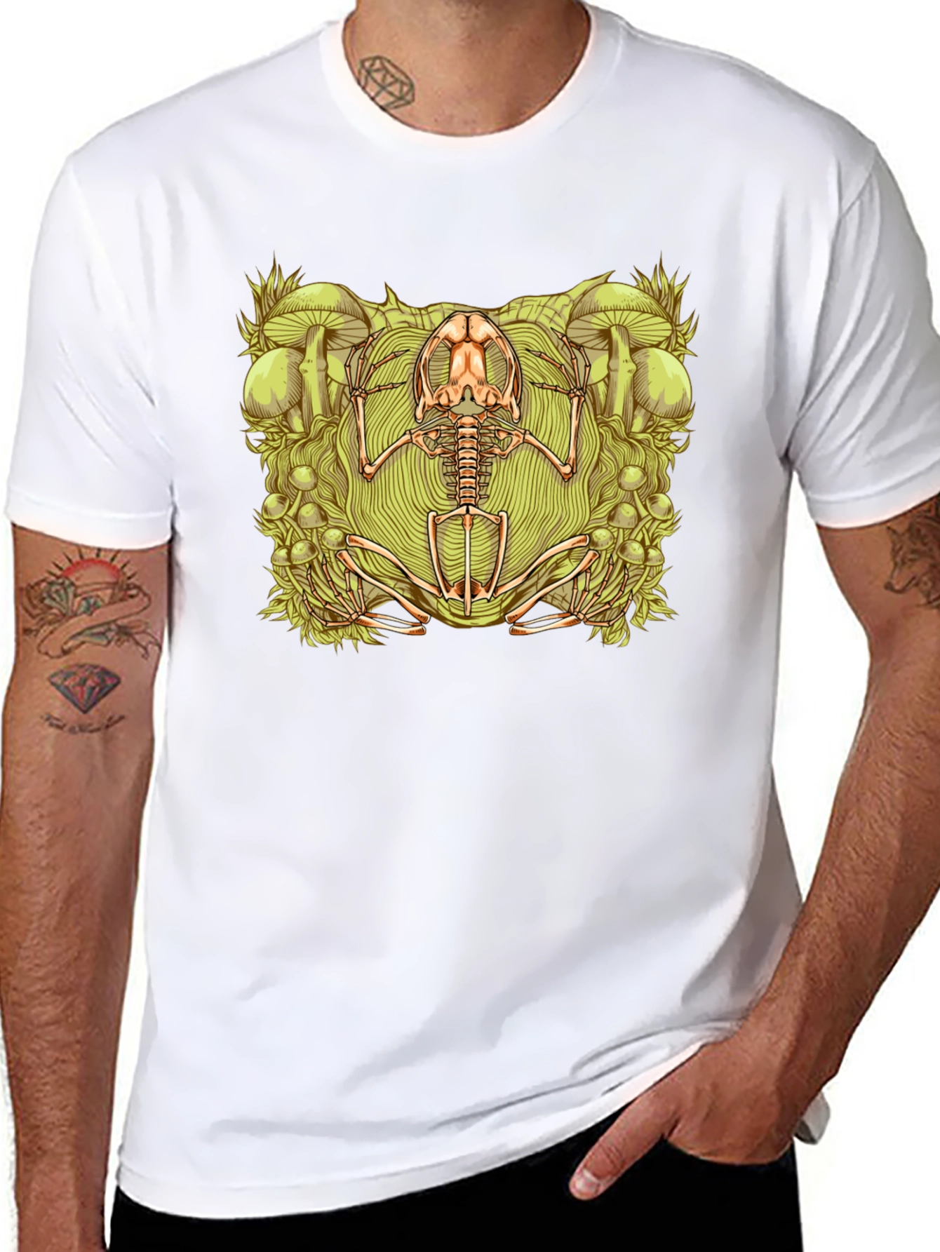 Frog Skeleton Graphic Tee - Unique Design