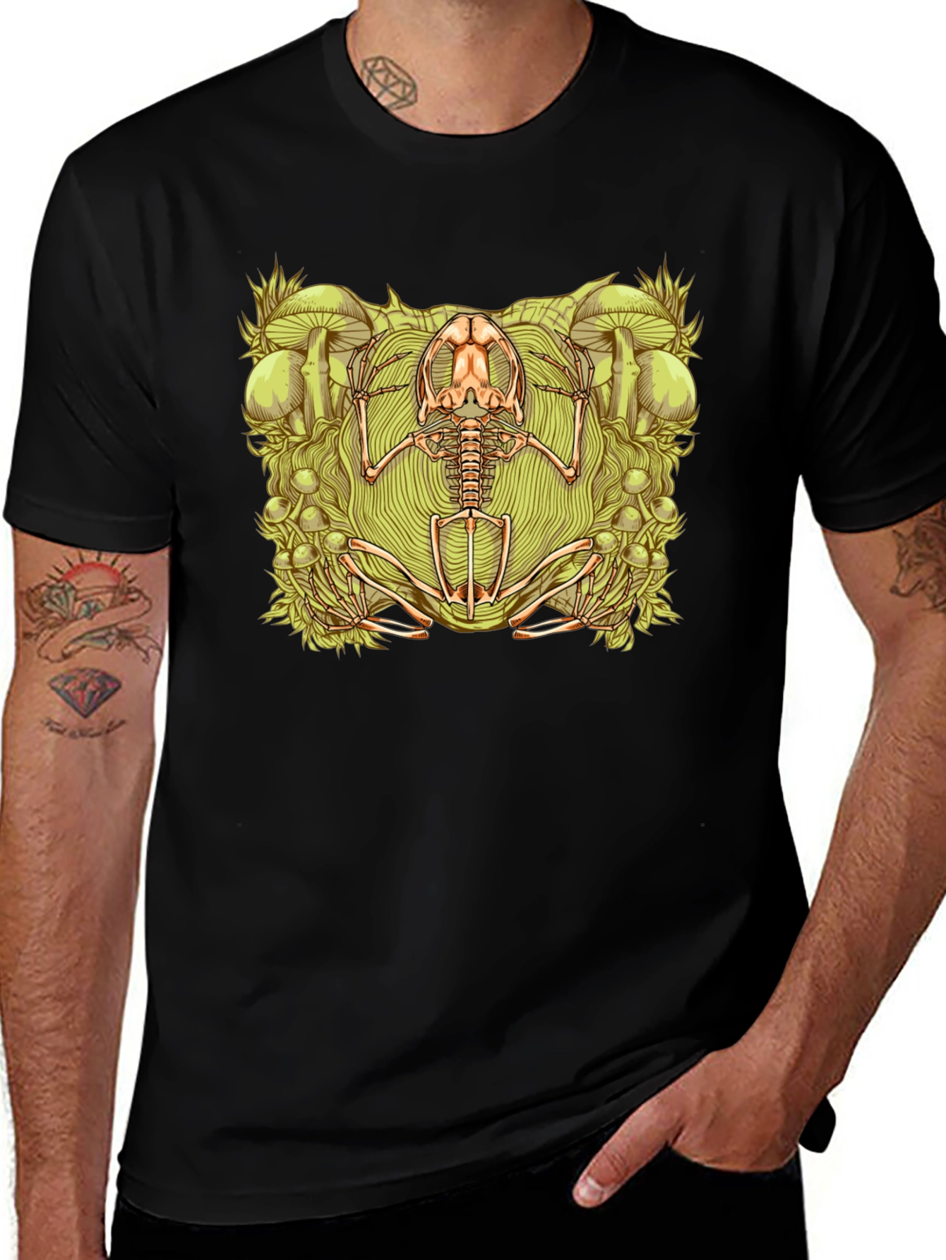 Frog Skeleton Graphic Tee - Unique Design