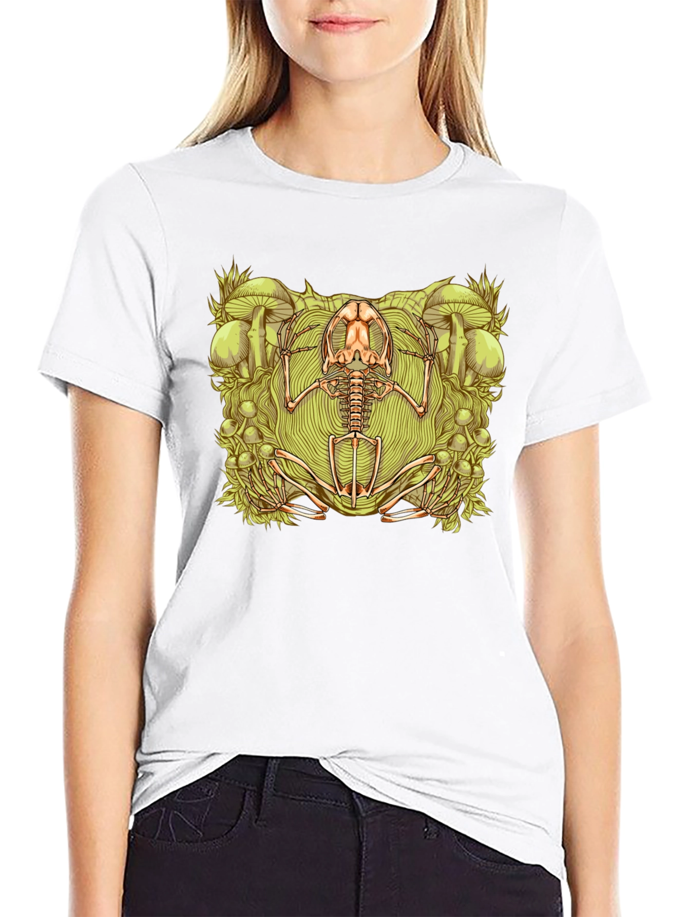 Frog Skeleton Graphic Tee - Unique Design
