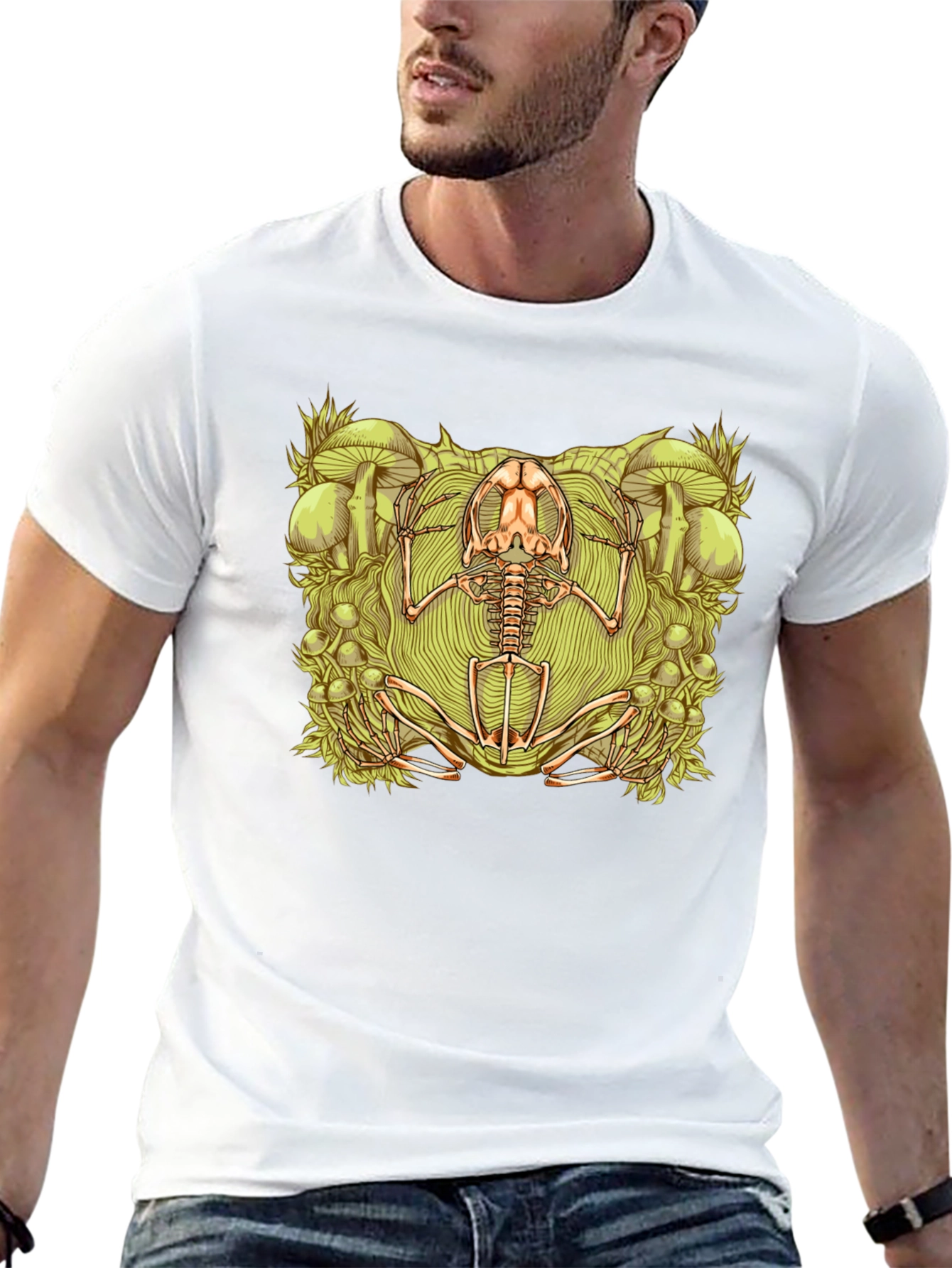 Frog Skeleton Graphic Tee - Unique Design