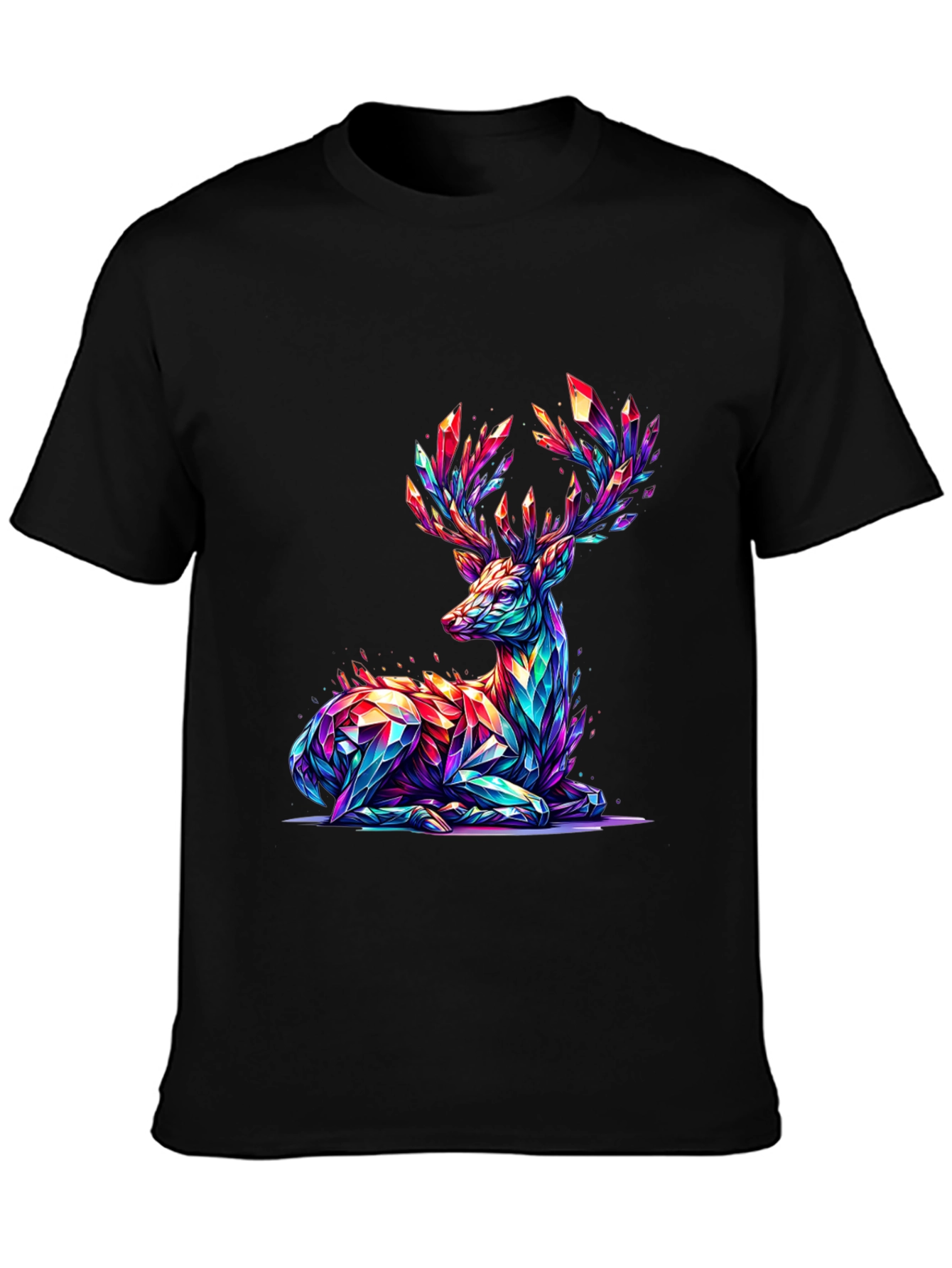 Prismatic Deer Graphic T-Shirt - Black