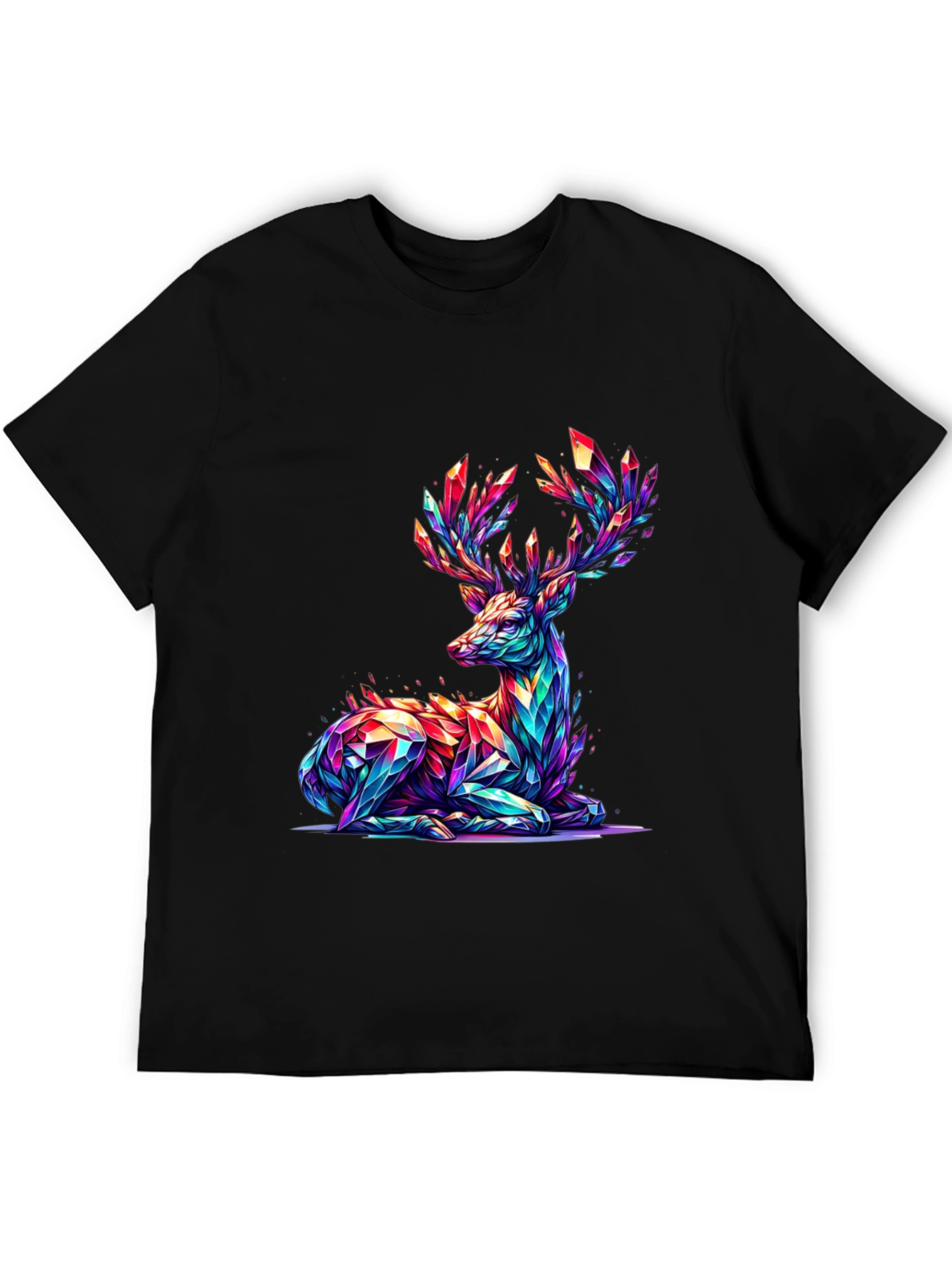 Prismatic Deer Graphic T-Shirt - Black