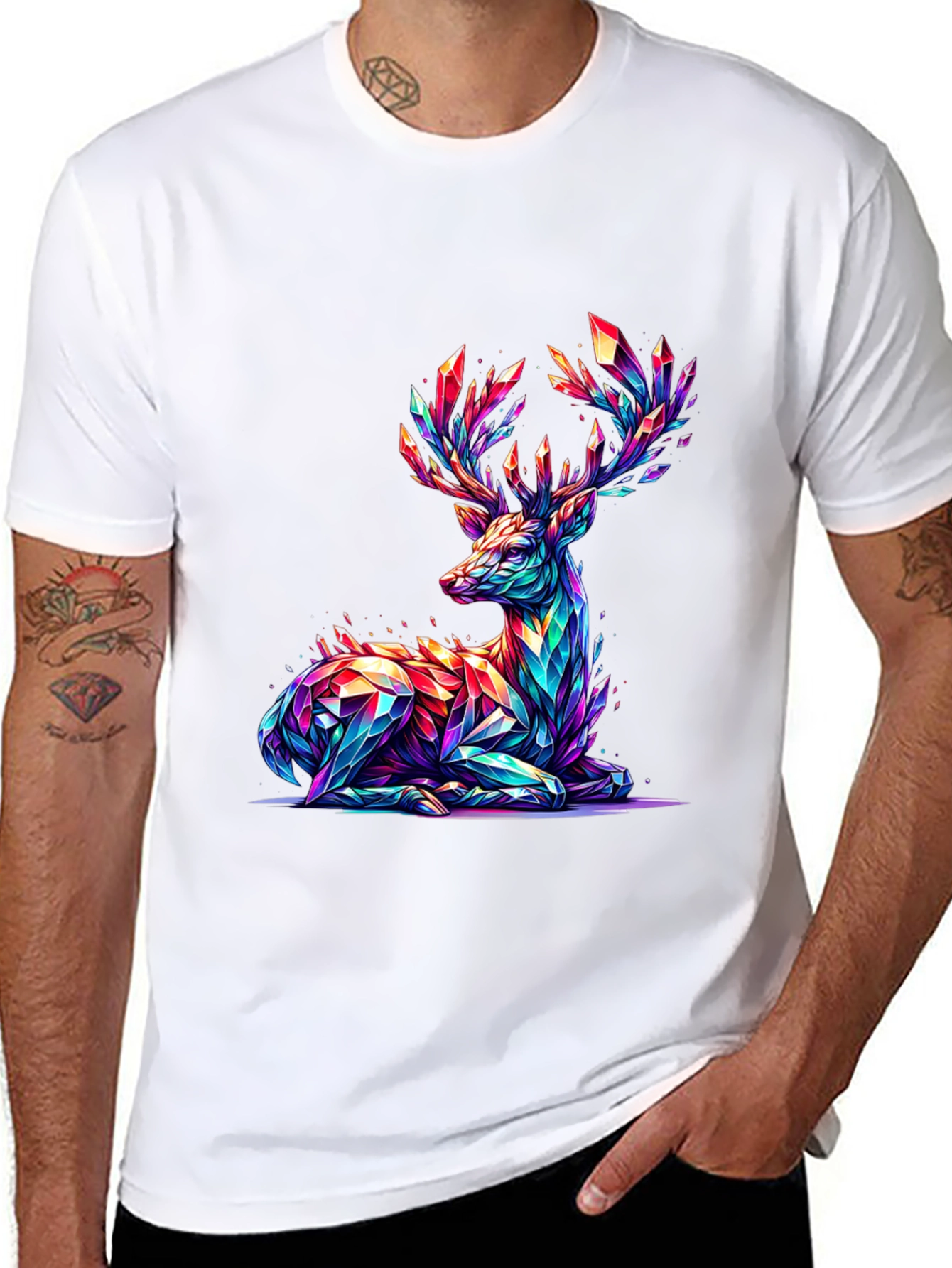 Prismatic Deer Graphic T-Shirt - Black