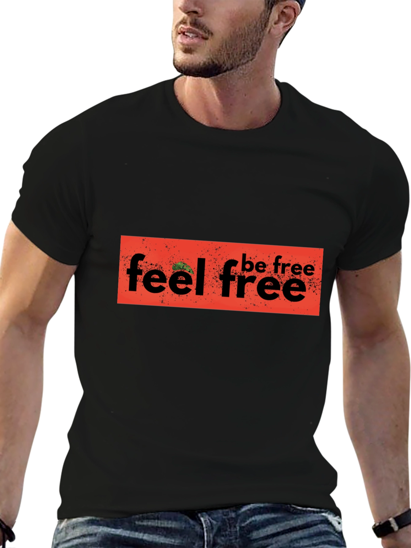 Feel Free Graphic Black T-Shirt