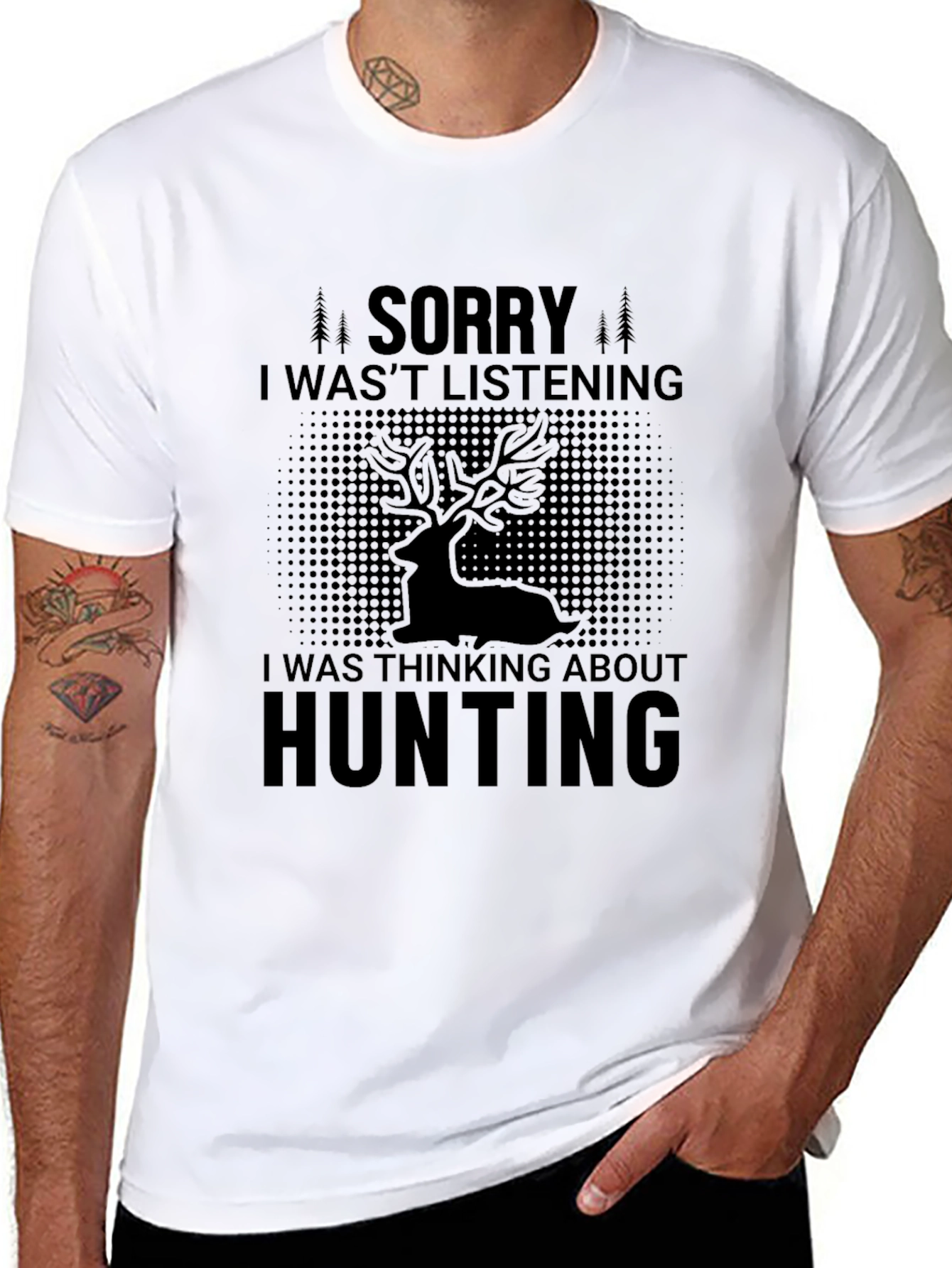 Sorry Hunting T-Shirt Mens Black Tee