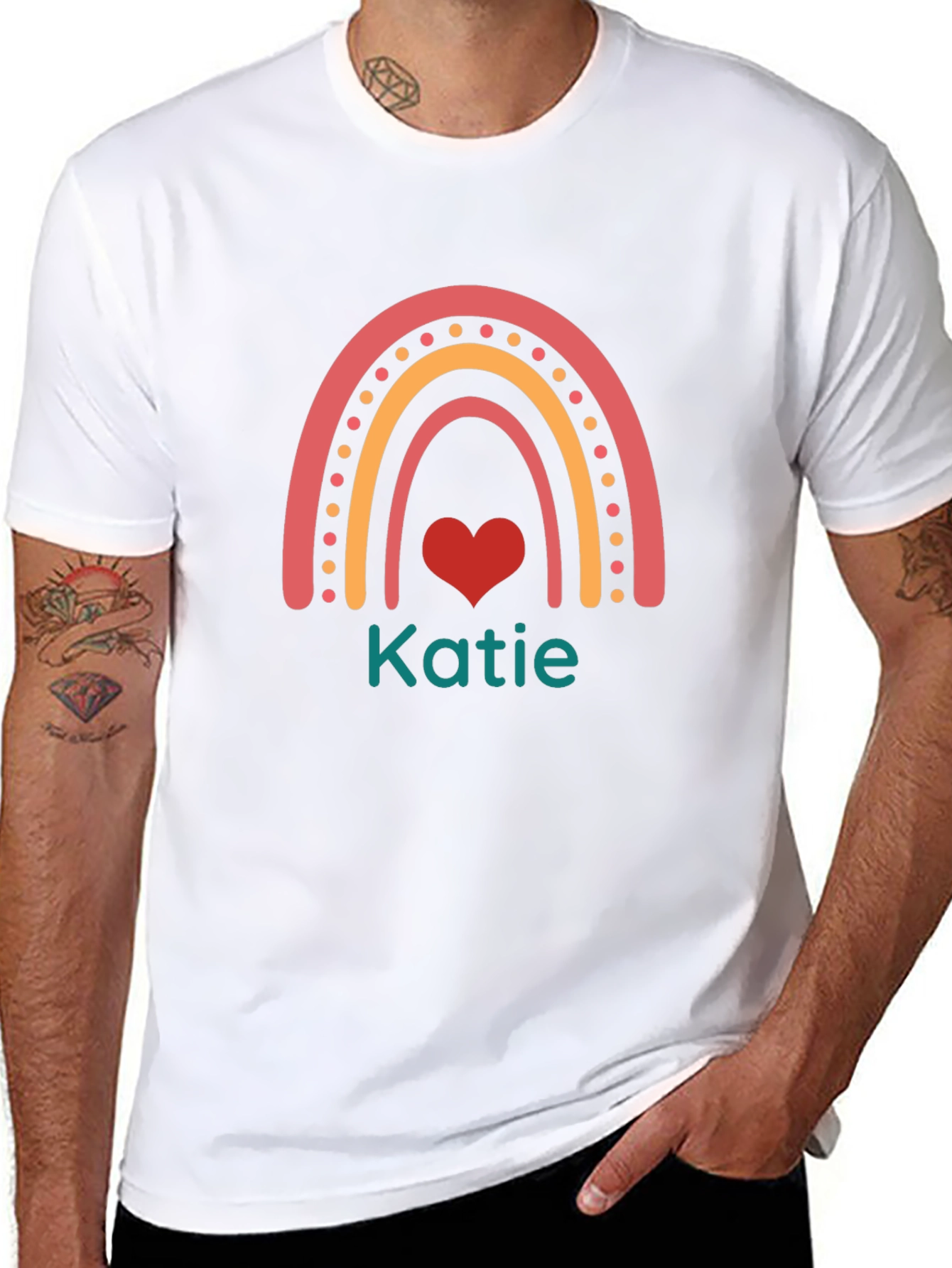 Personalized Rainbow Heart T-Shirt - Katie