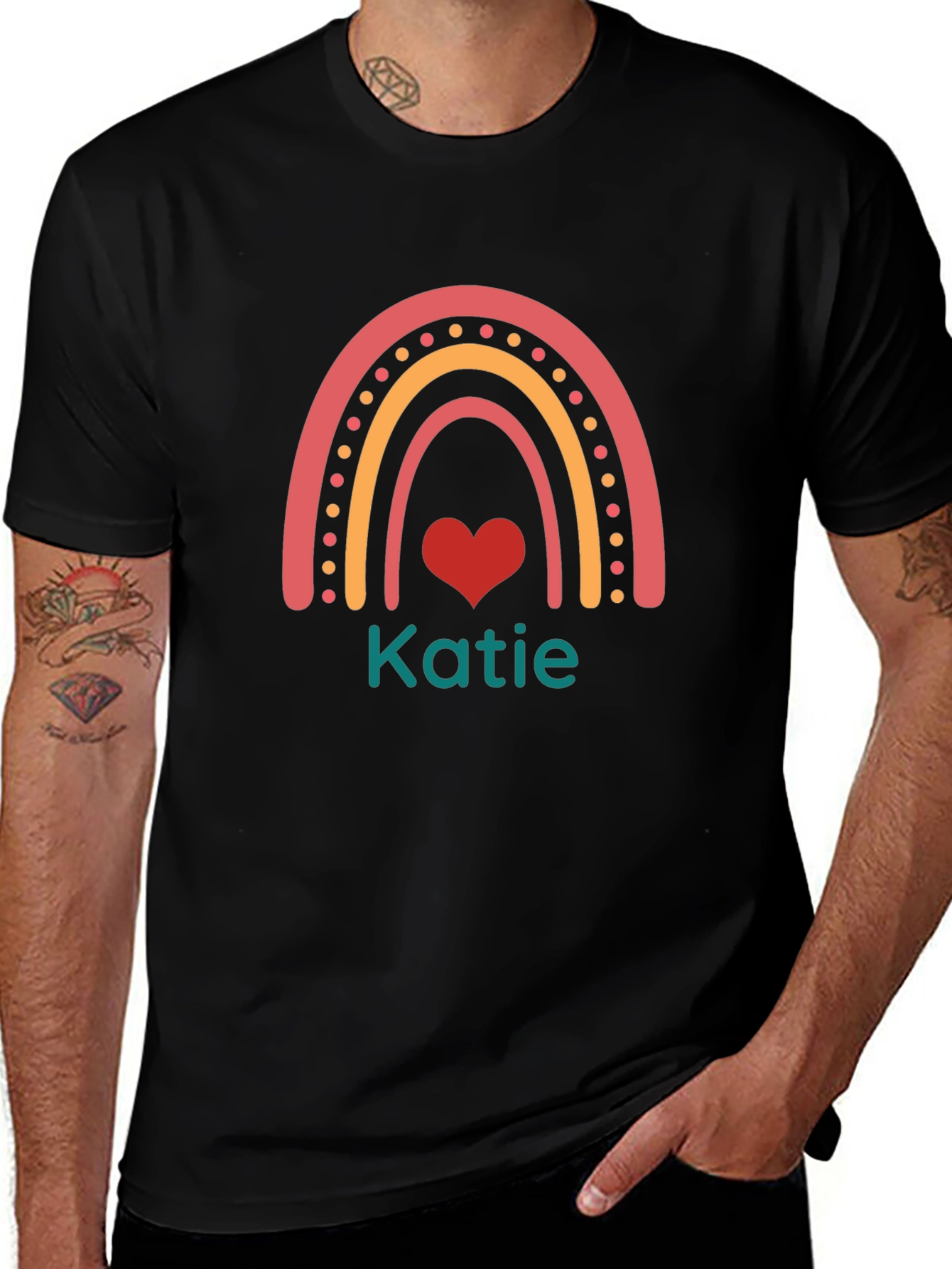 Personalized Rainbow Heart T-Shirt - Katie