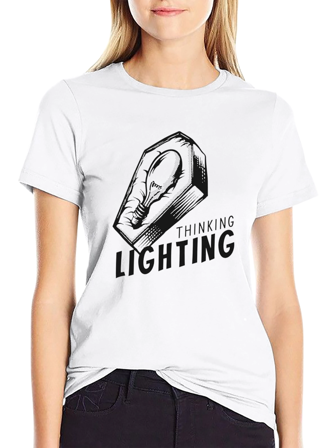 Thinking Lighting Graphic Tee - Dark Humor