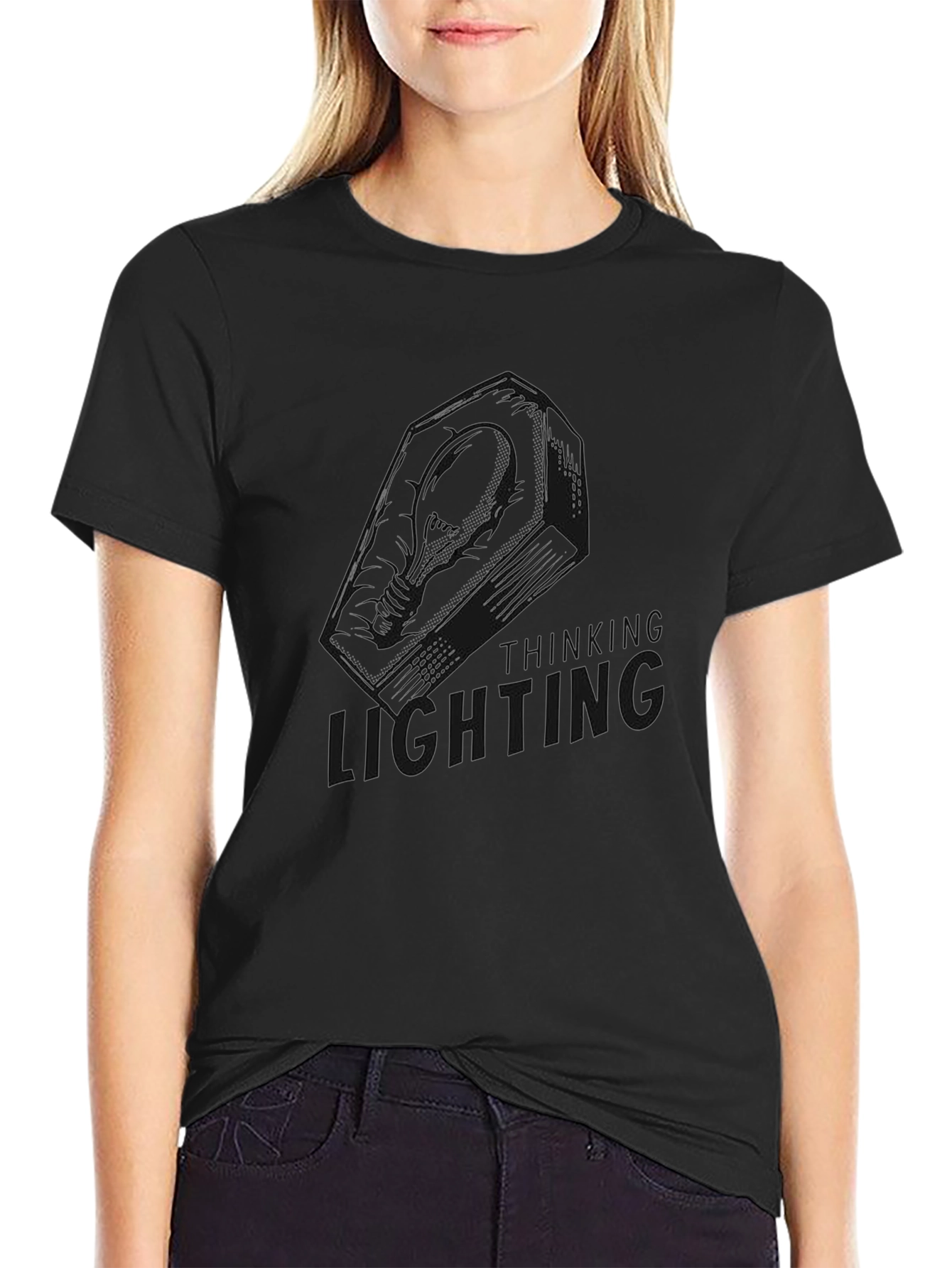 Thinking Lighting Graphic Tee - Dark Humor