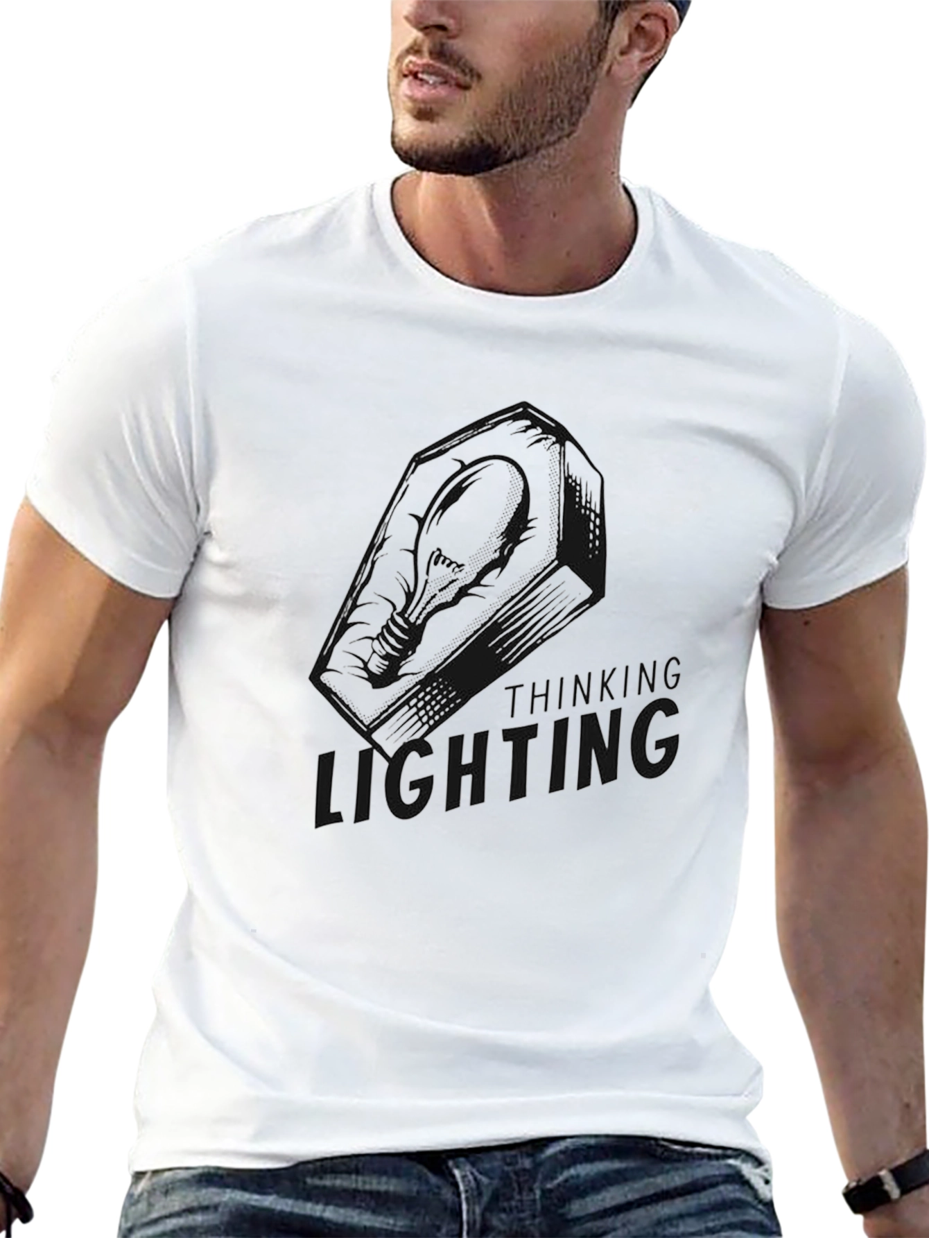 Thinking Lighting Graphic Tee - Dark Humor