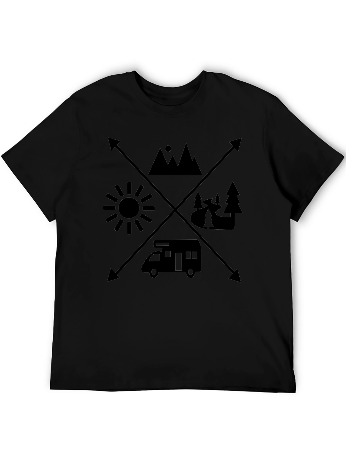 Adventure Awaits Tee: Camping Mountains Sun Design