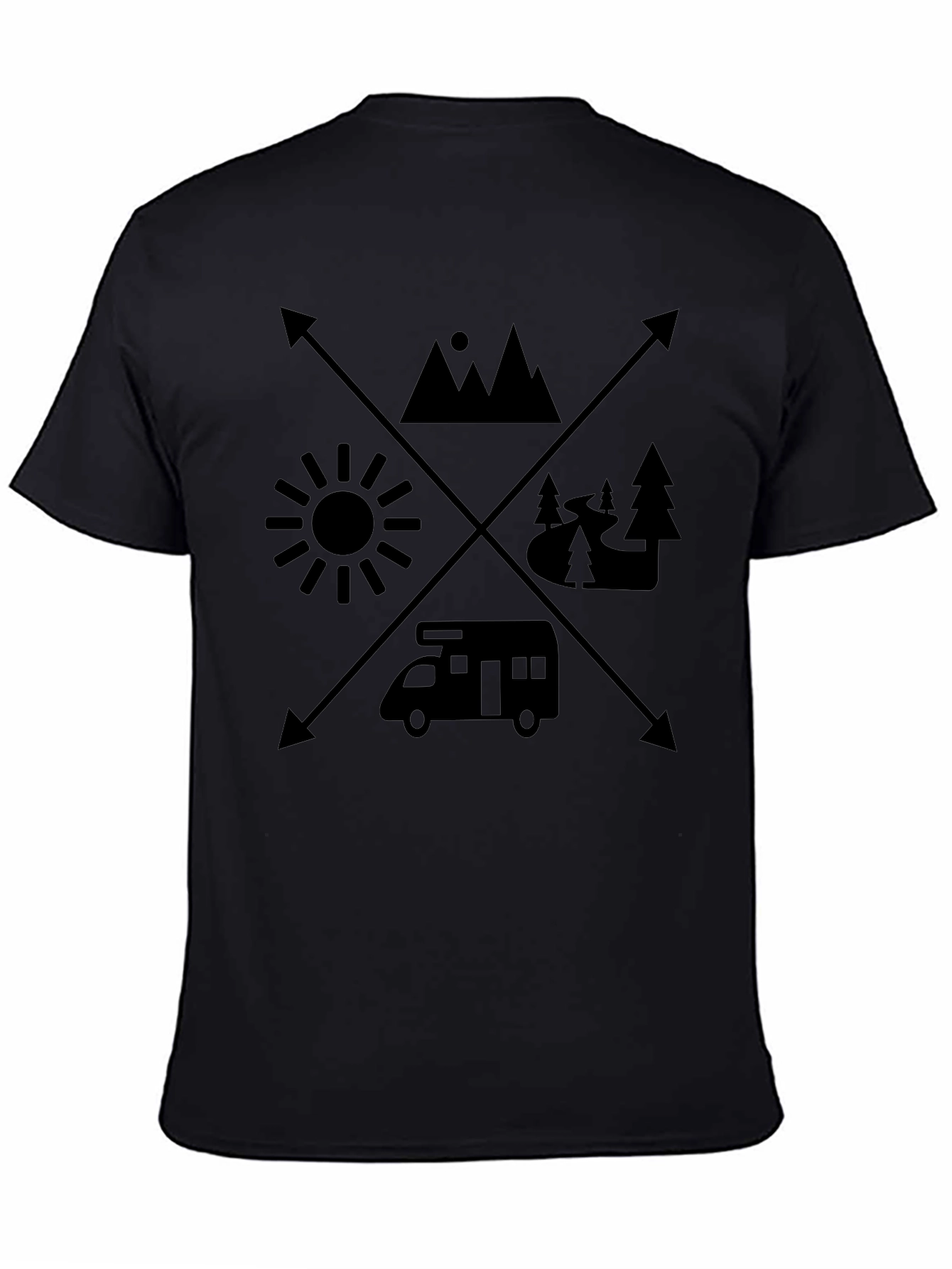 Adventure Awaits Tee: Camping Mountains Sun Design