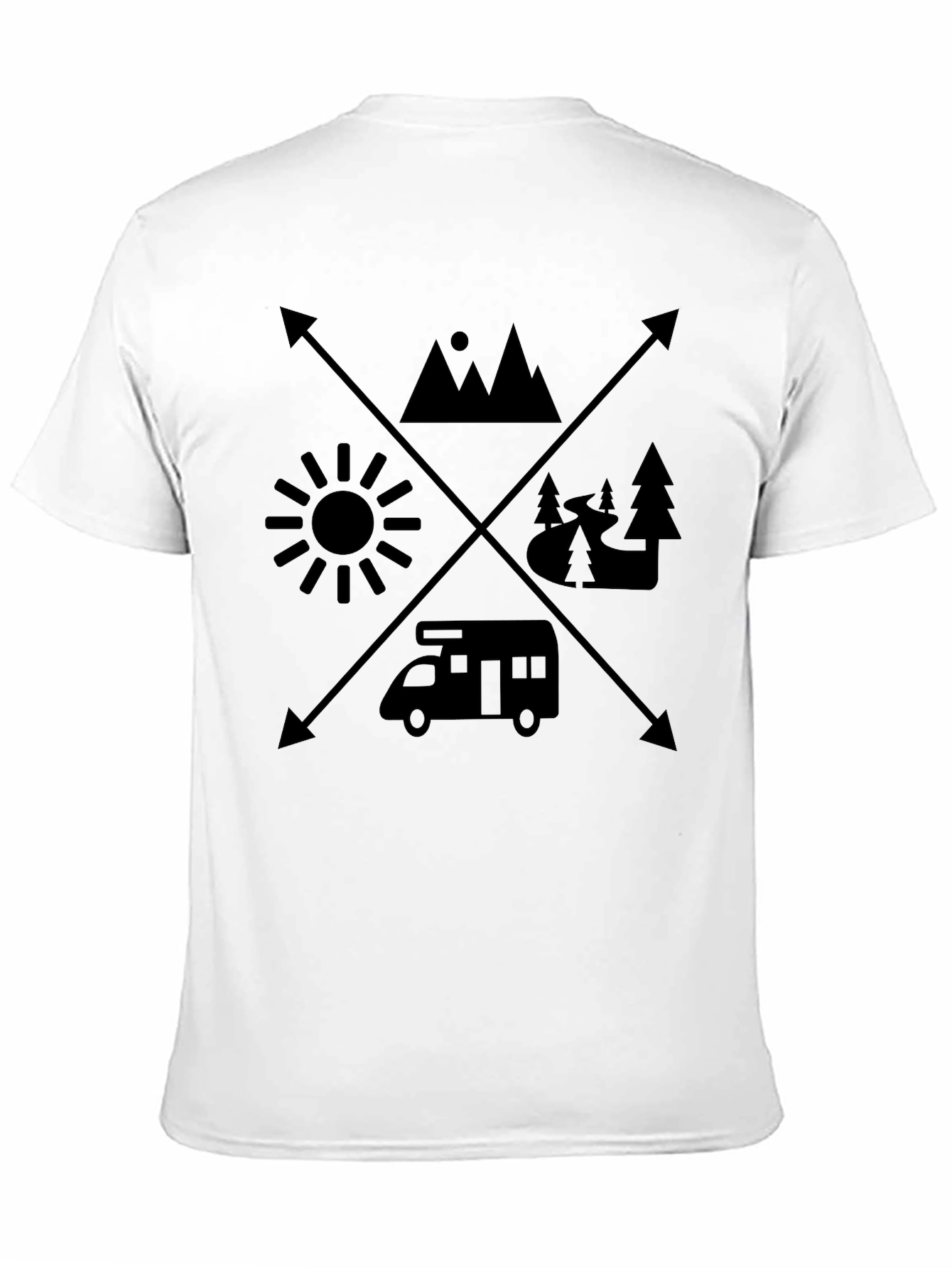 Adventure Awaits Tee: Camping Mountains Sun Design