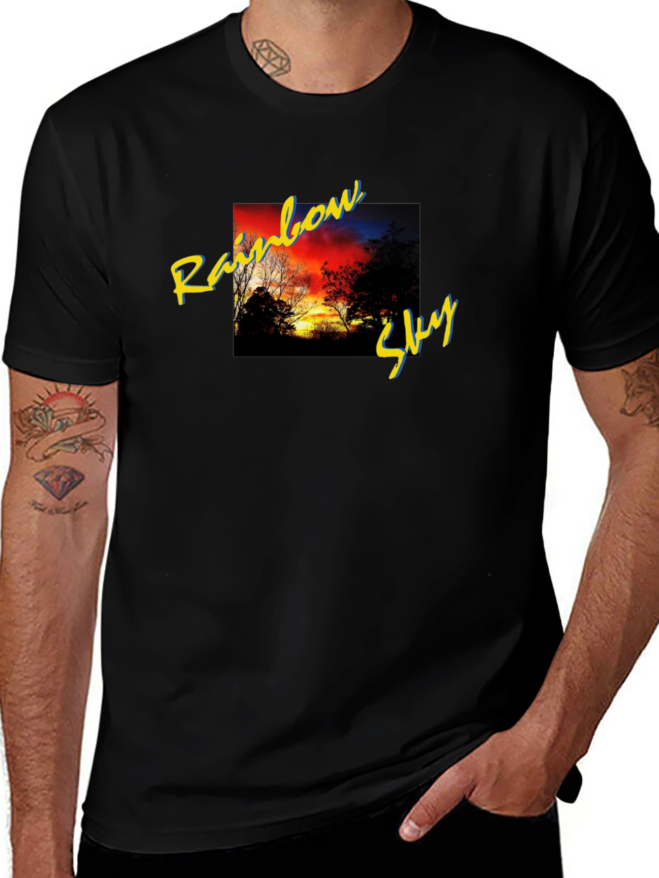 Rainbow Sky Graphic T-Shirt - Black