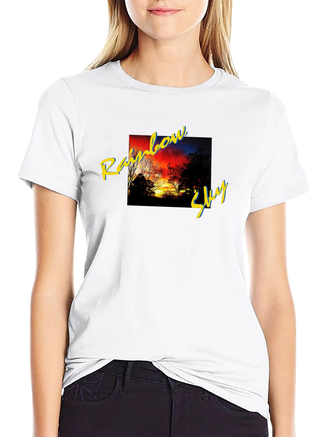Rainbow Sky Graphic T-Shirt - Black