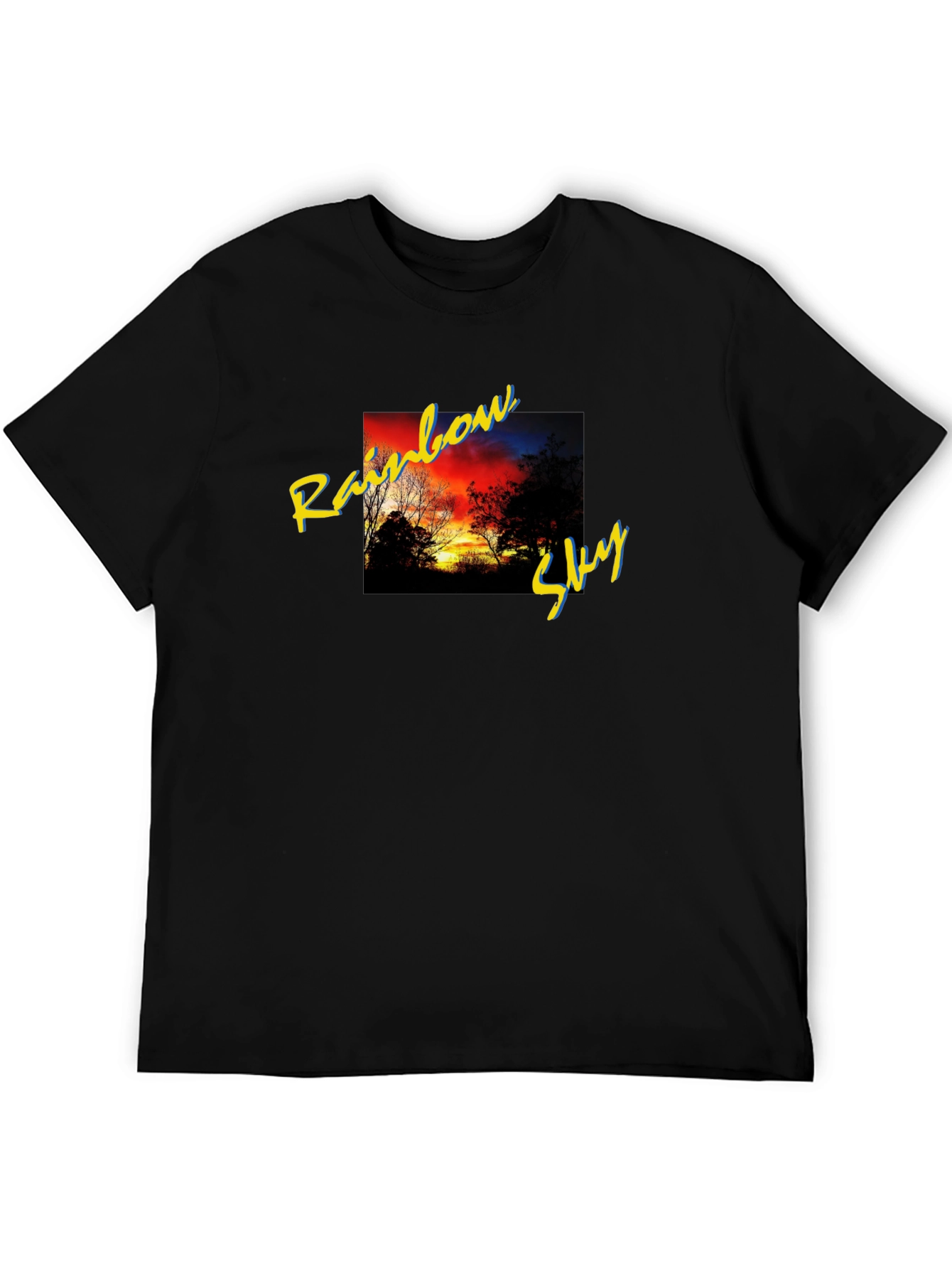 Rainbow Sky Graphic T-Shirt - Black