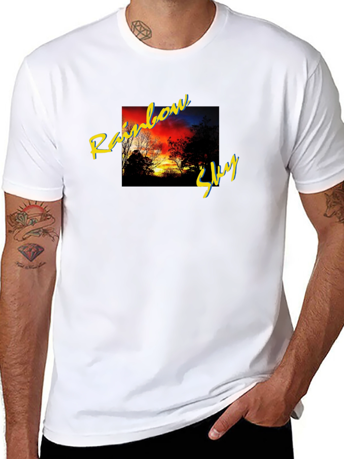 Rainbow Sky Graphic T-Shirt - Black
